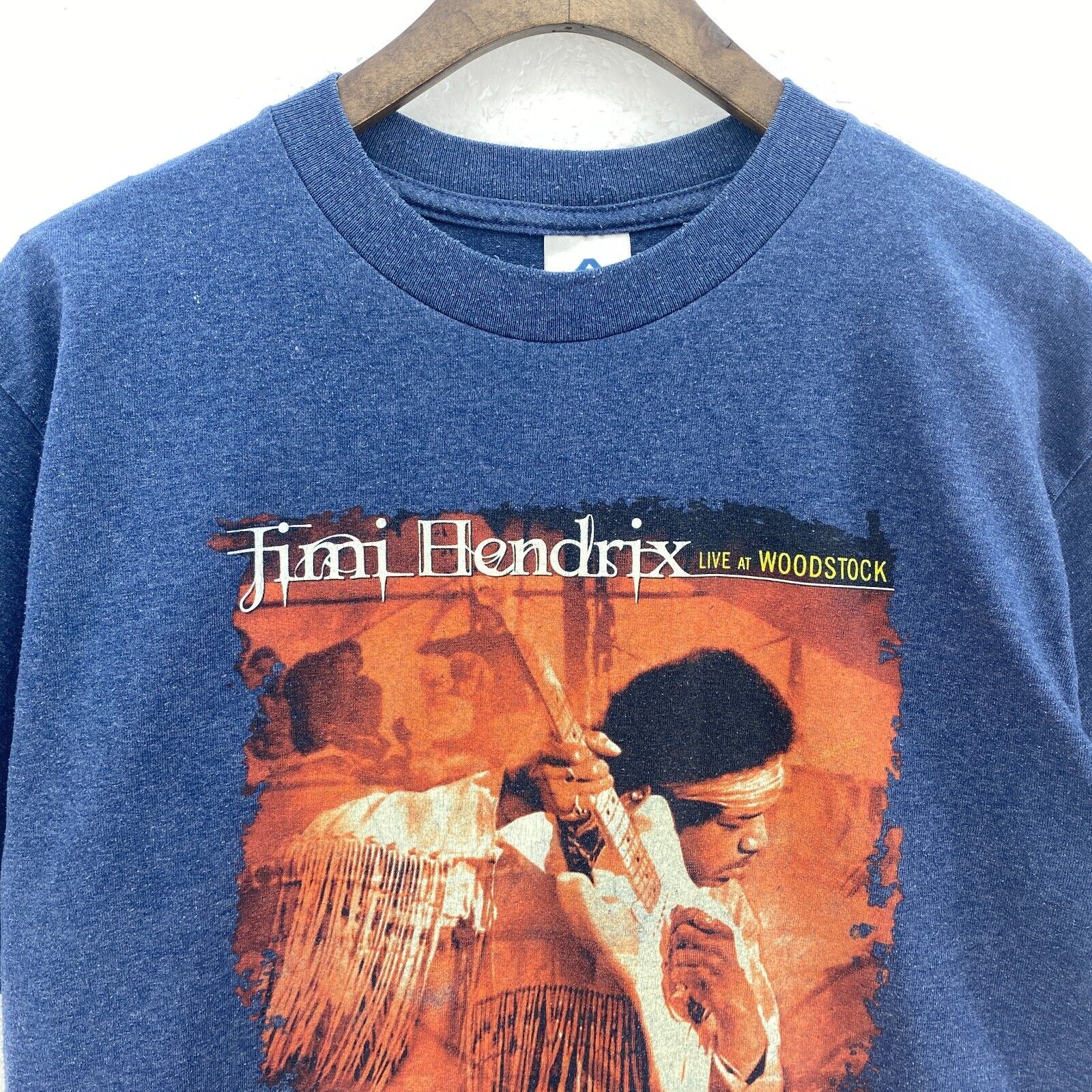 2002 Jimi Hendrix Live At Woodstock Blue Band T-shirt Size M Tee