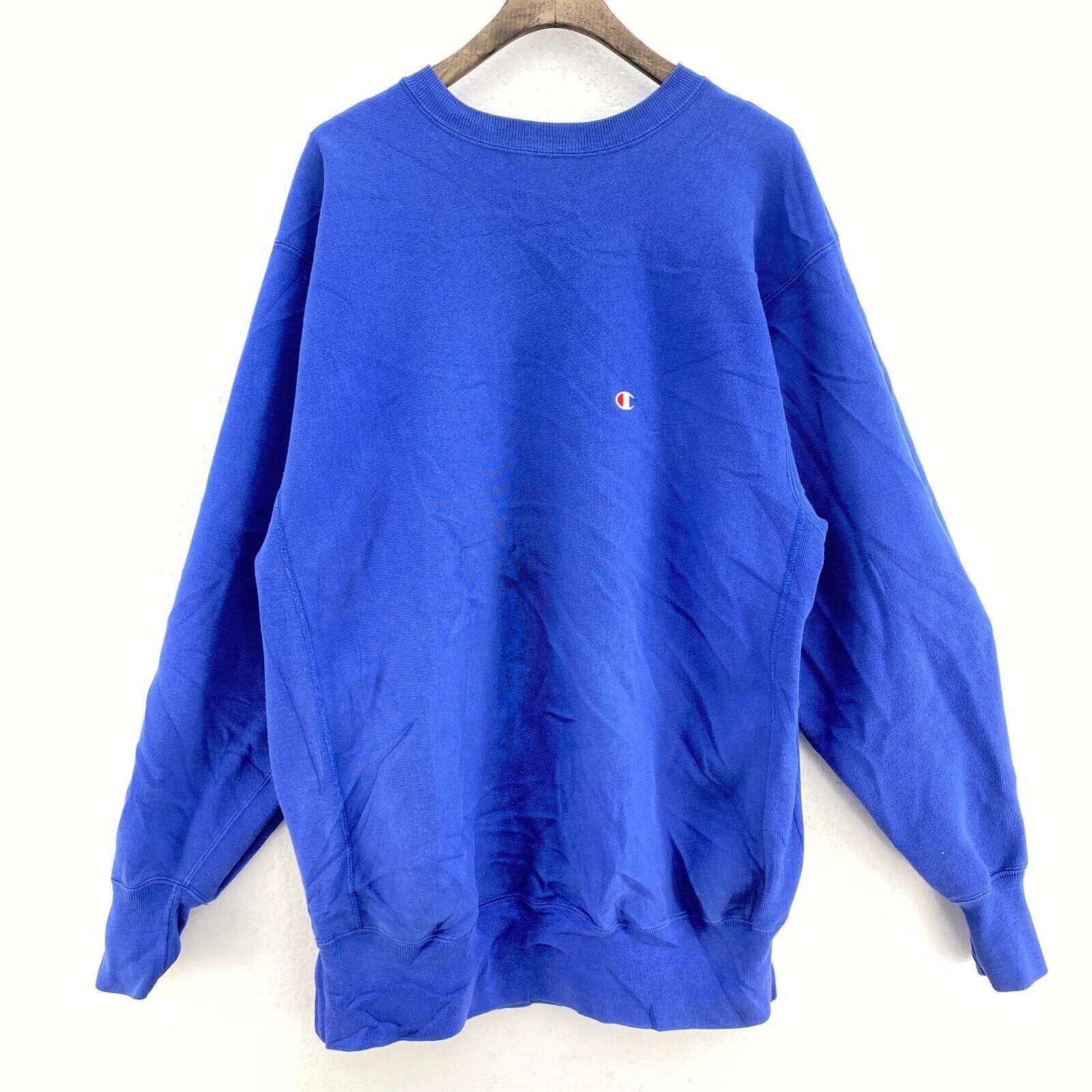 Champion Reverse Wave Embroidered Logo Blue Sweatshirt Size XXL Crewneck