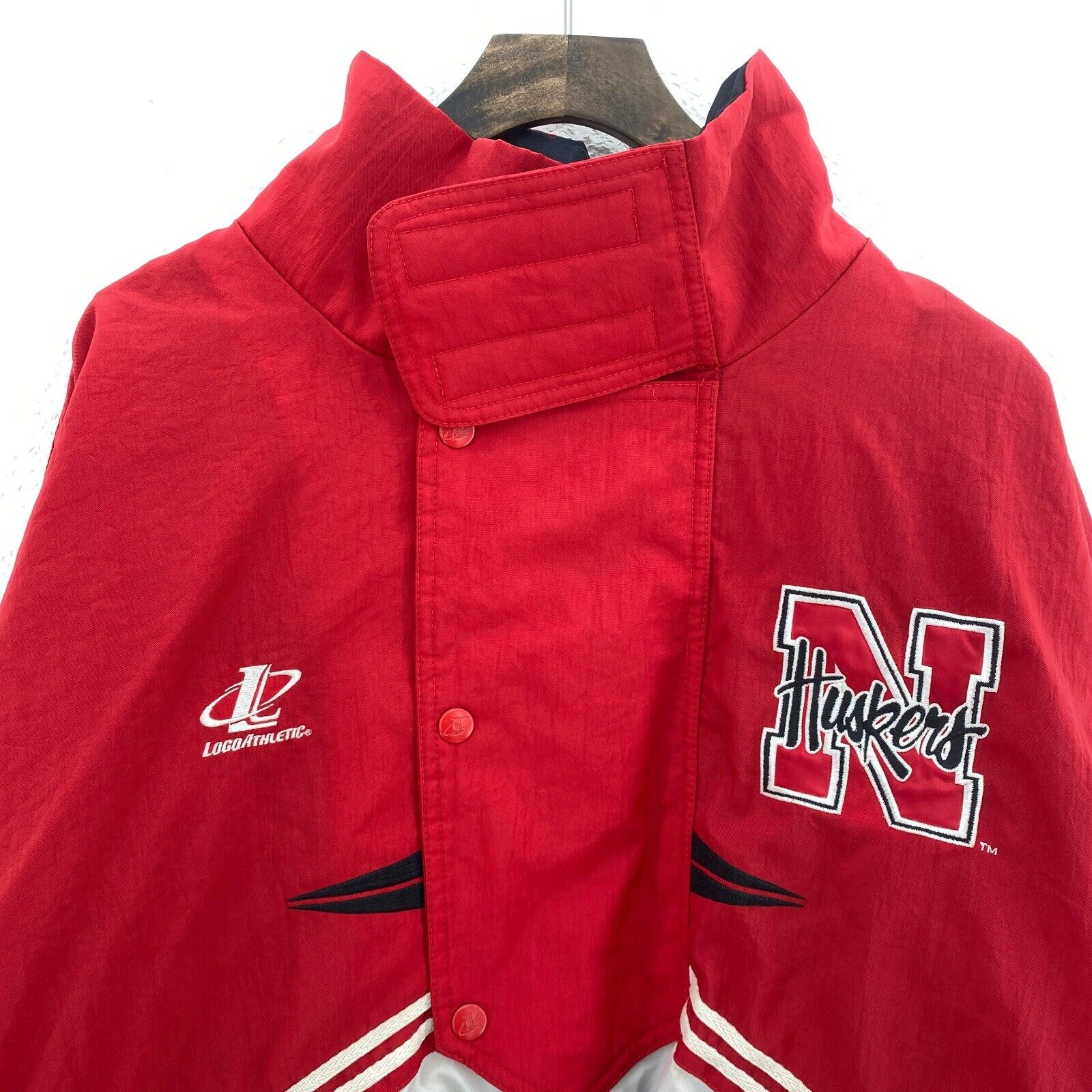 Vintage Logo Athletic Nebraska Huskers Full Zip Black Red Light Jacket Size XL