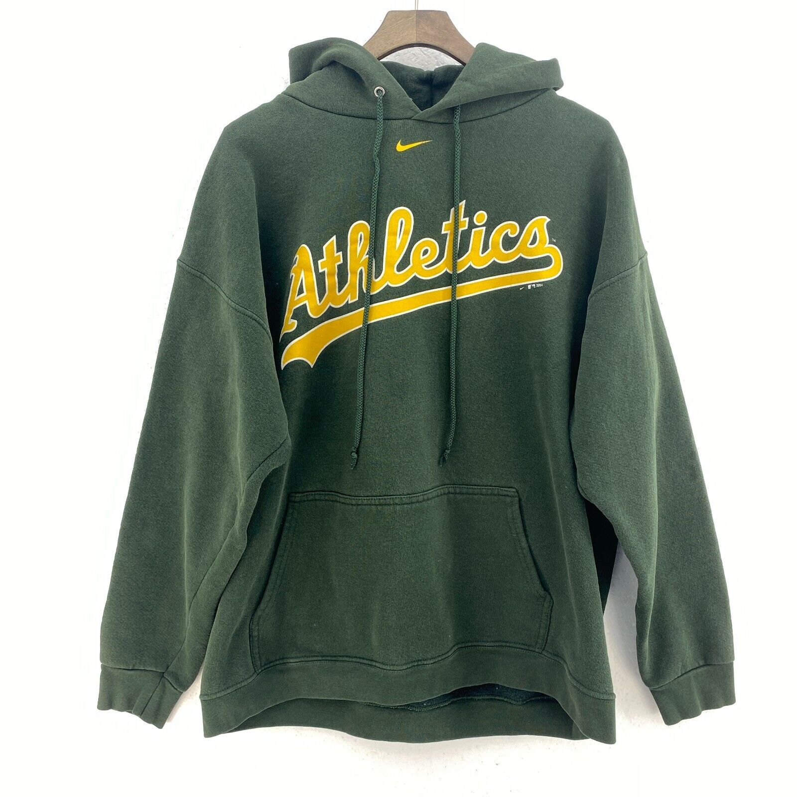 Nike Athlethics Swoosh Logo 2004 MLB Green Hoodie Size L
