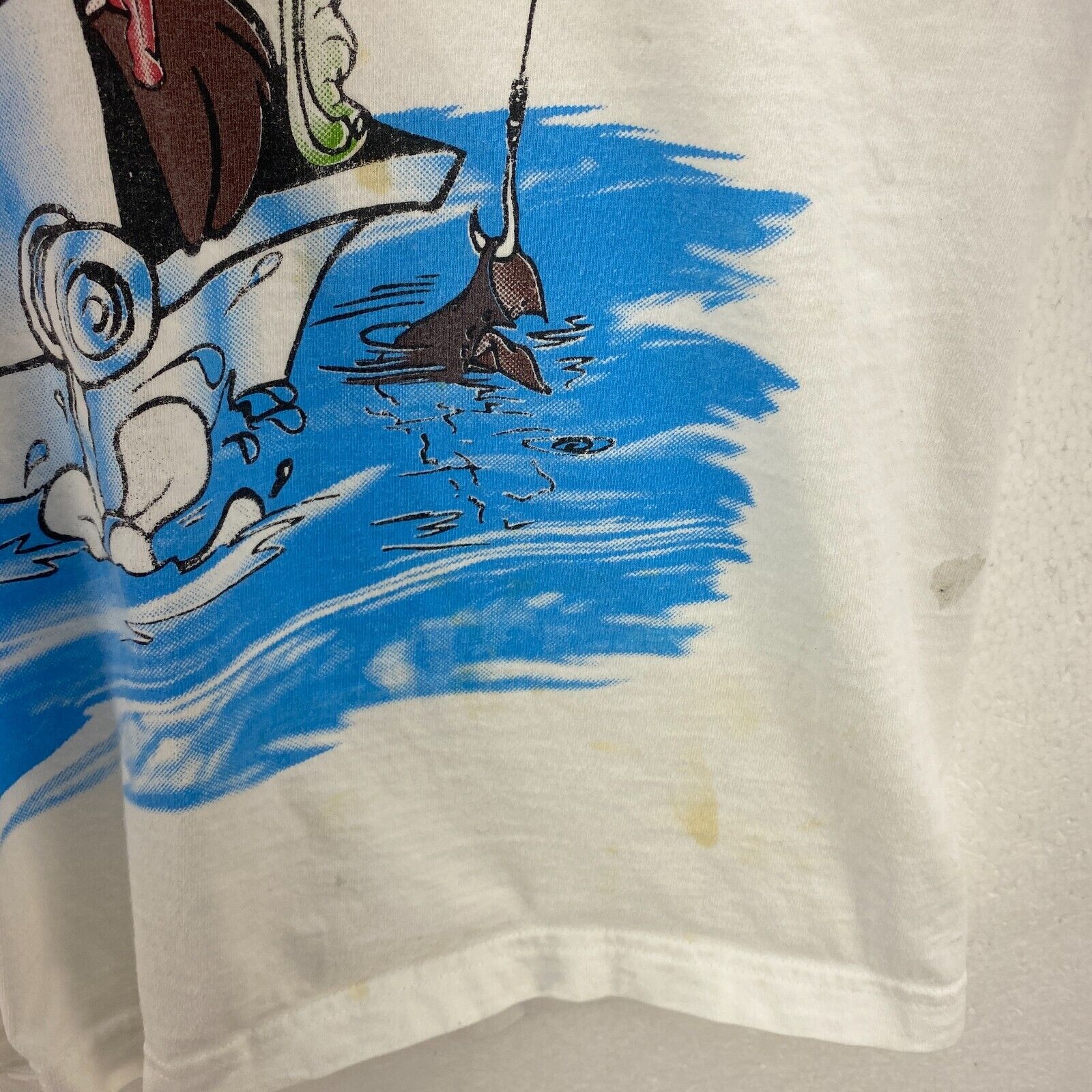 Looney Tunes Tasmanian Devil Fisher White Vintage T-shirt XL