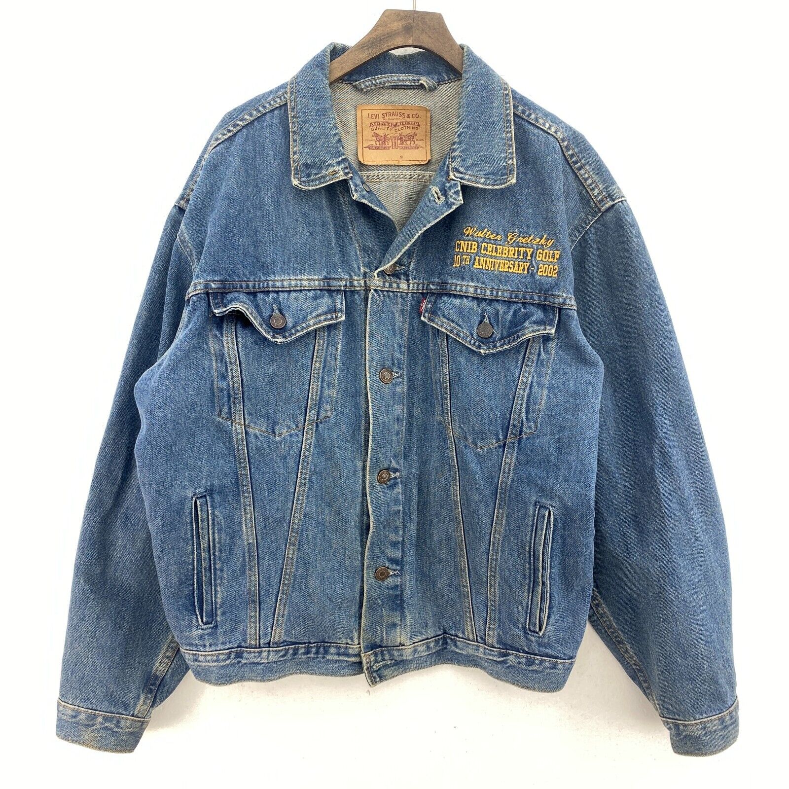Levi's Denim Jacket Walter Gretzky Golf Medium Wash Blue Trucker Size M