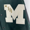 Vintage Medina Baseball Green Snapped Bomber Jacket Size 2XL Leather Sleeve