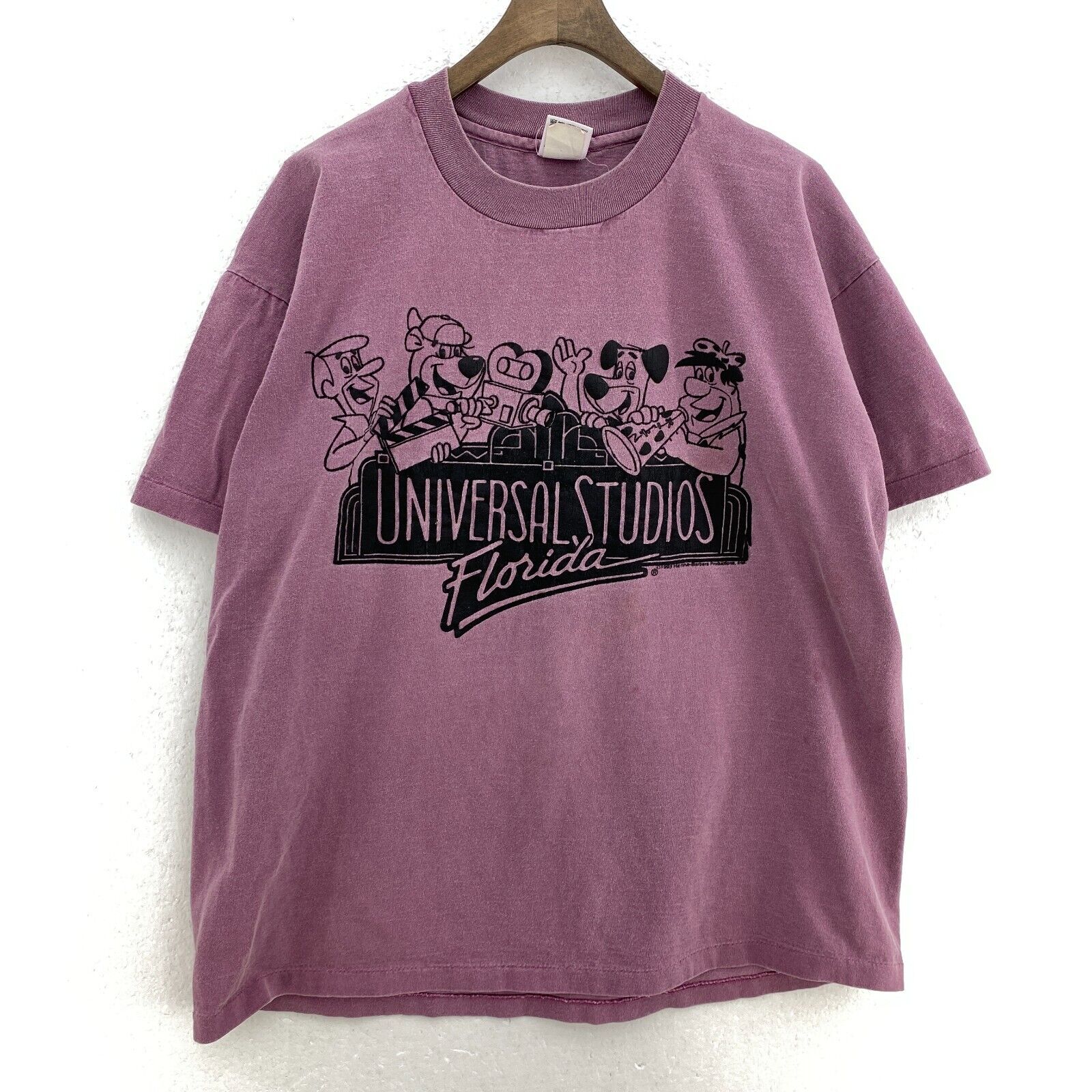Universal Studios Florida 1993 The Flintstones The Jetsons Purple T-shirt Size L