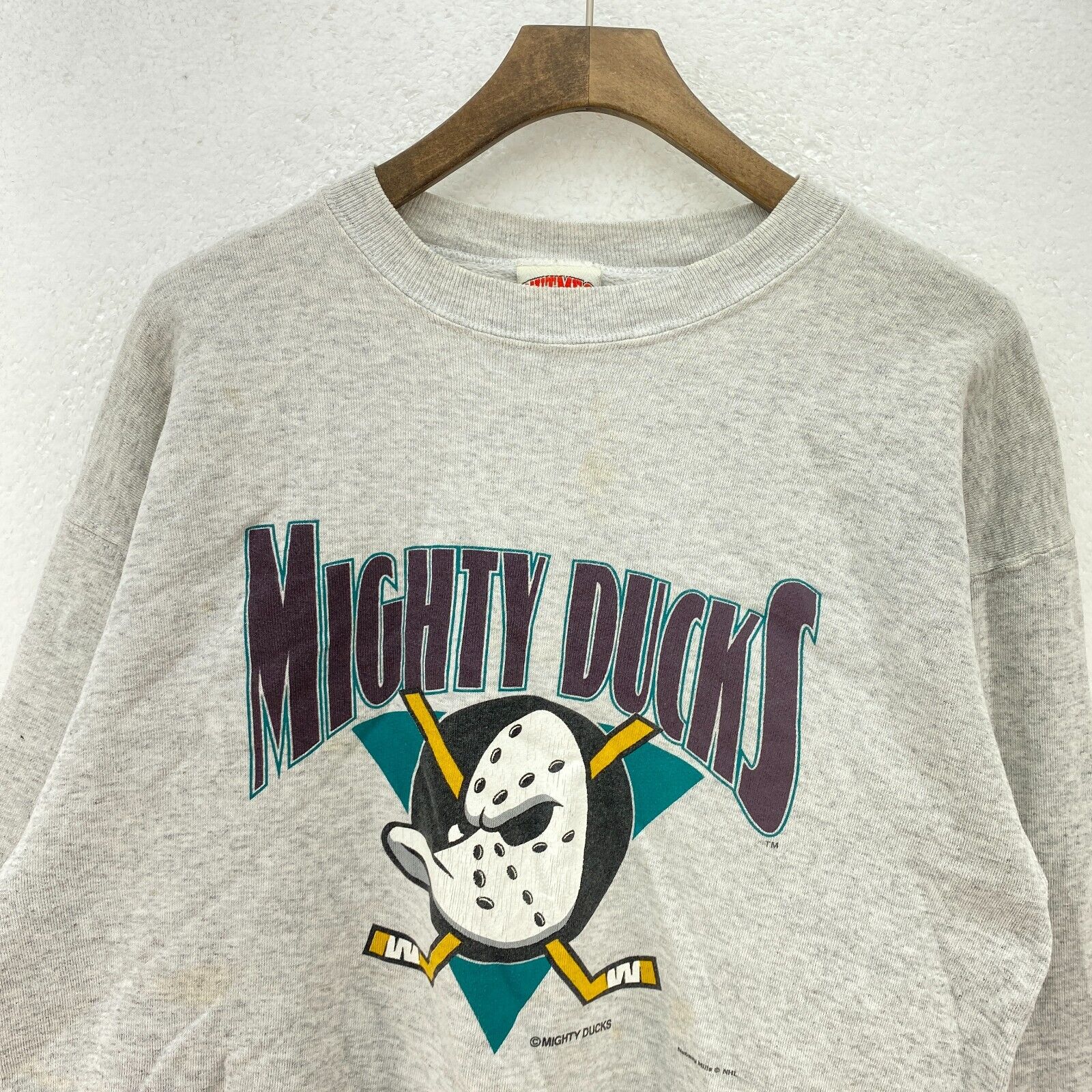 Vintage Nutmeg Mighty Ducks NHL Gray Sweatshirt Size XL