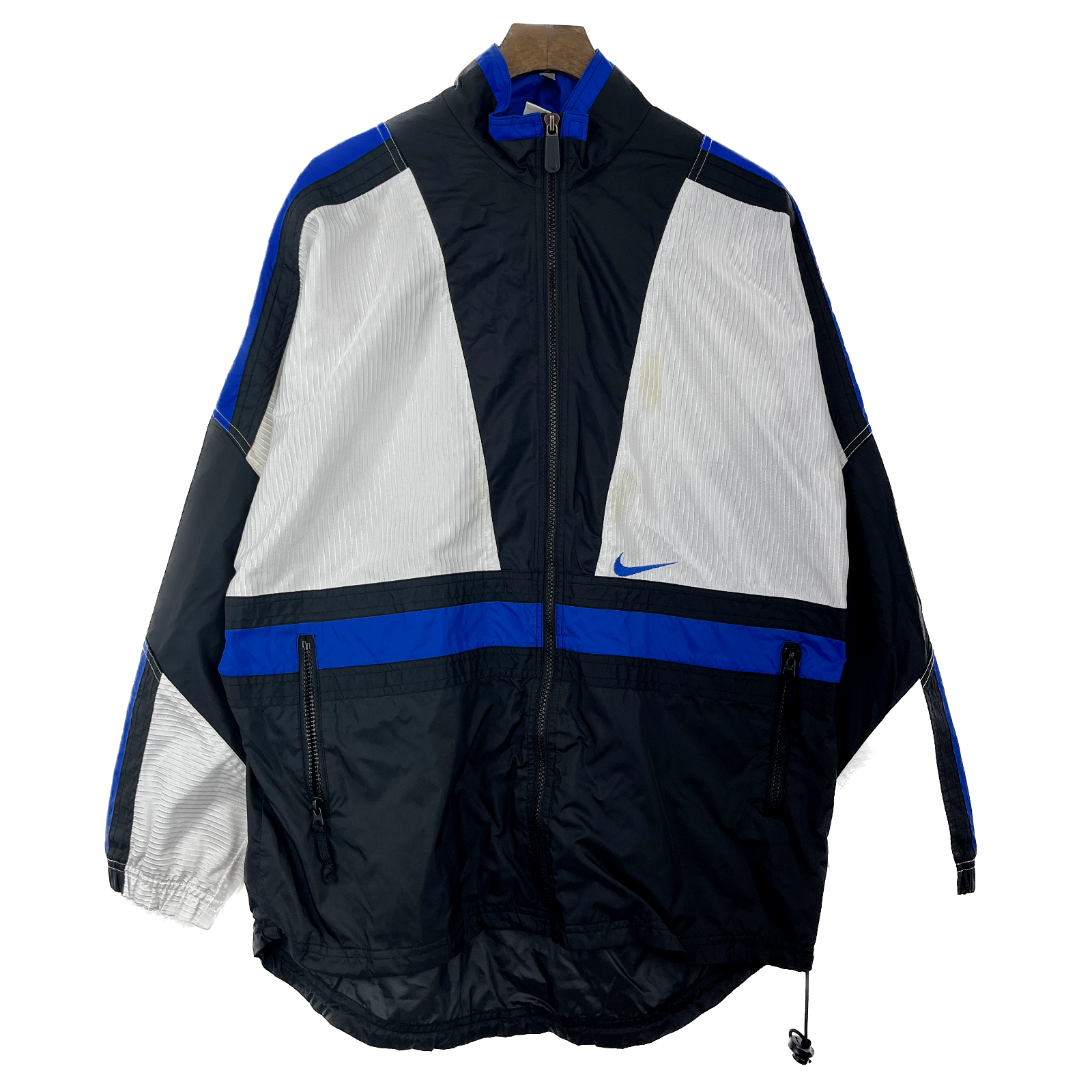 Vintage Nike Swoosh Full Zip Black White Light Jacket Size M