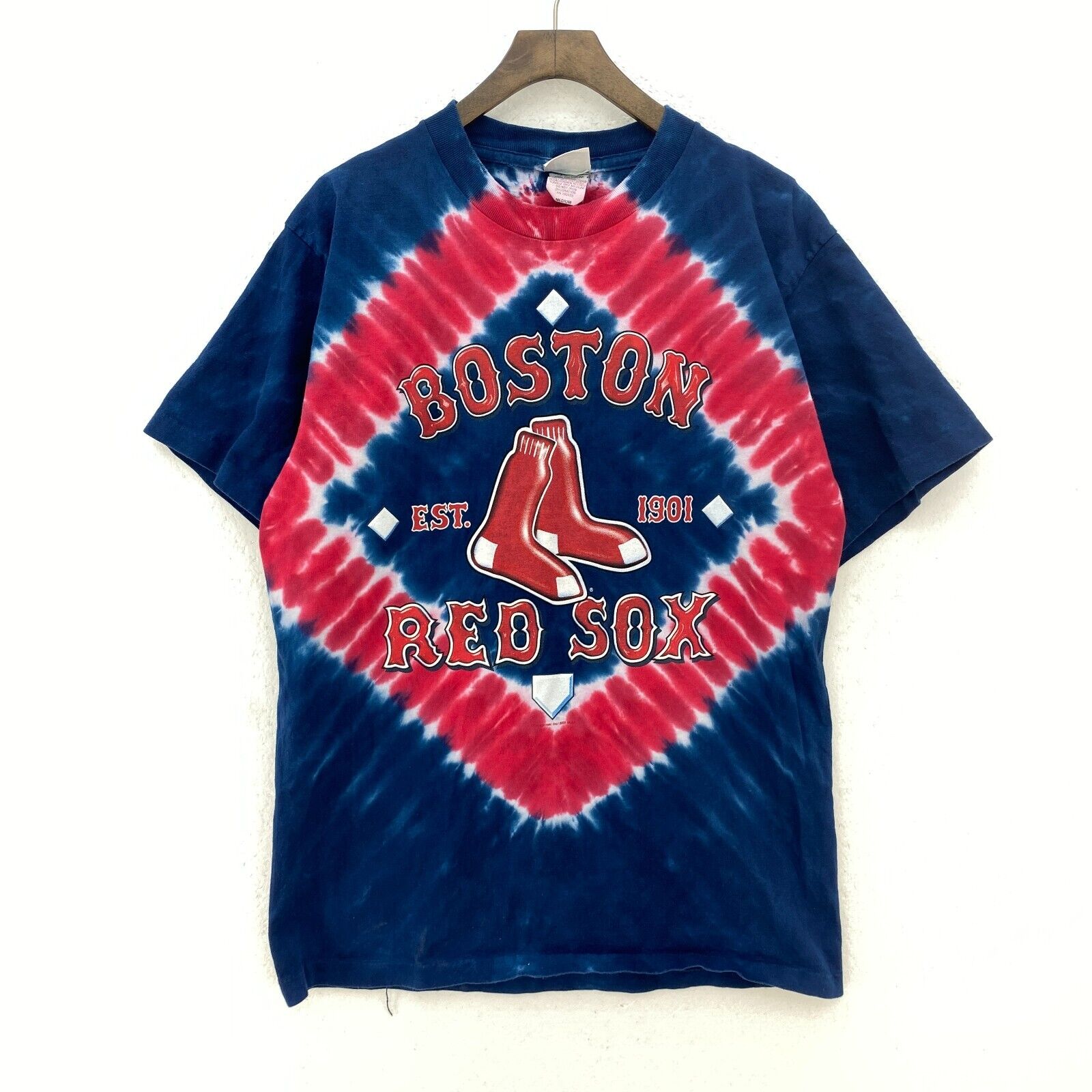 Lee Boston Red Sox MLB Baseball Navy Blue Red Tie Dye T-shirt Size M