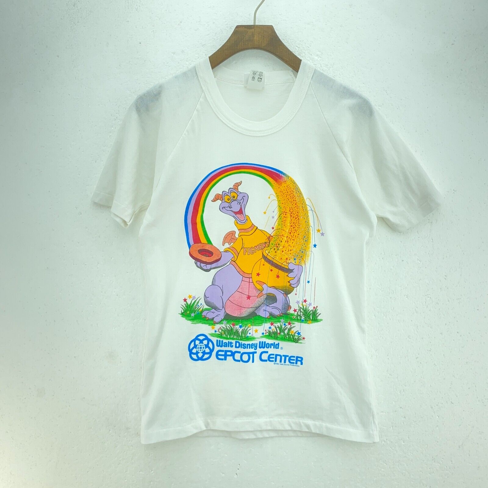 Walt Disney World 1982 Rainbow Walt Disney White Figment T-shirt Size S Kids