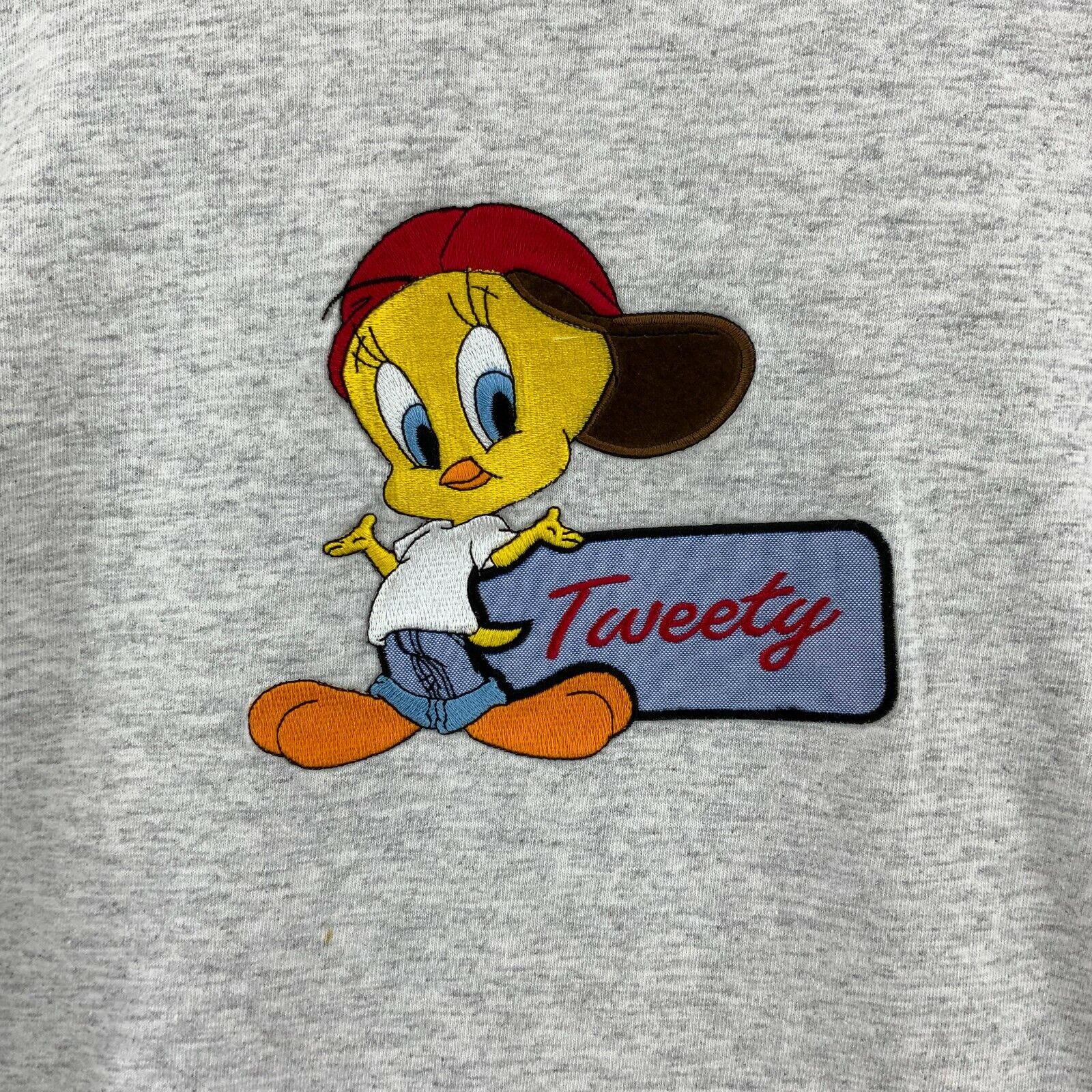 Looney Tunes Tweety Bird Embroidered Graphic Gray T-shirt Size 2XL Single Stitch