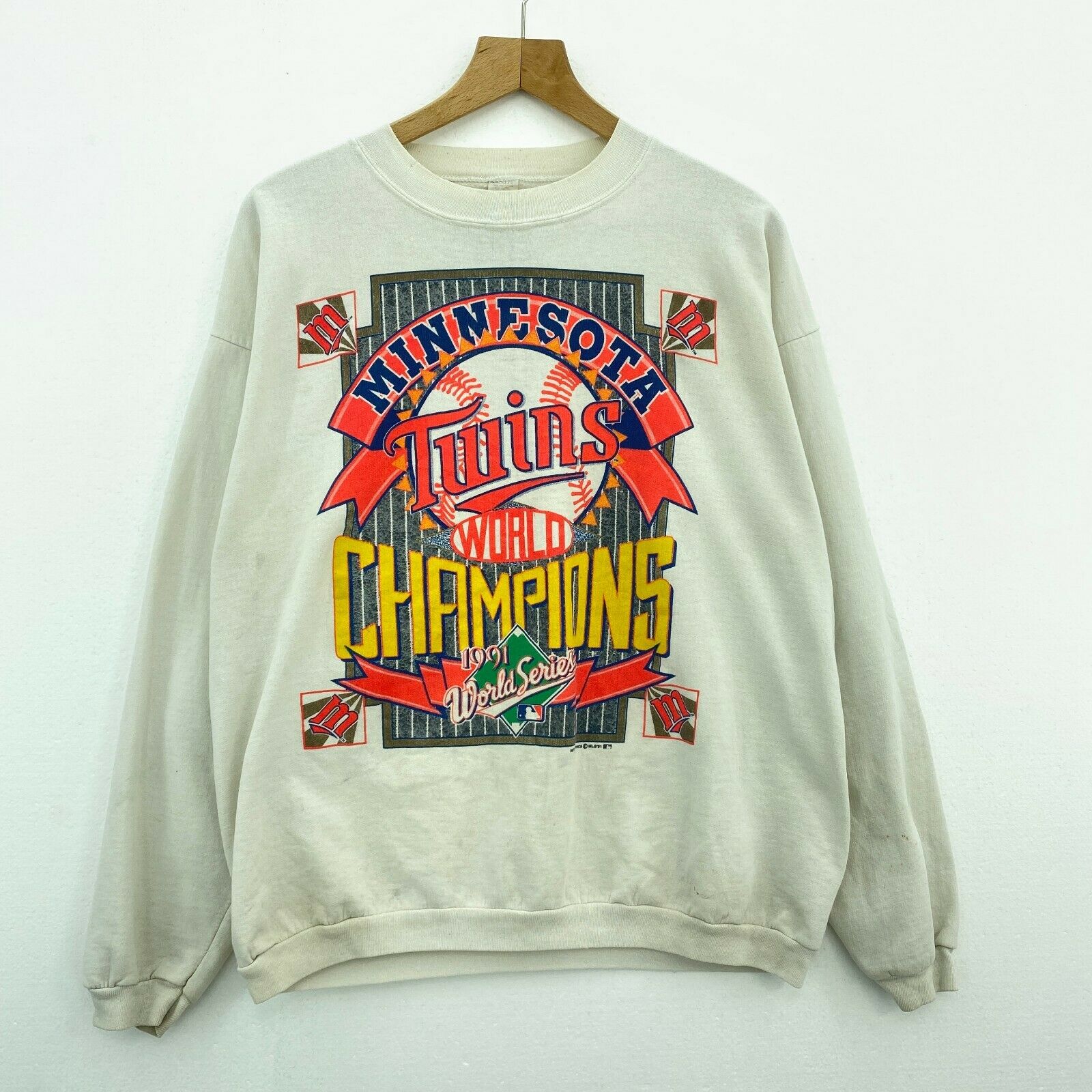 1991 Minnesota Twins White Sweatshirt Size XL MLB