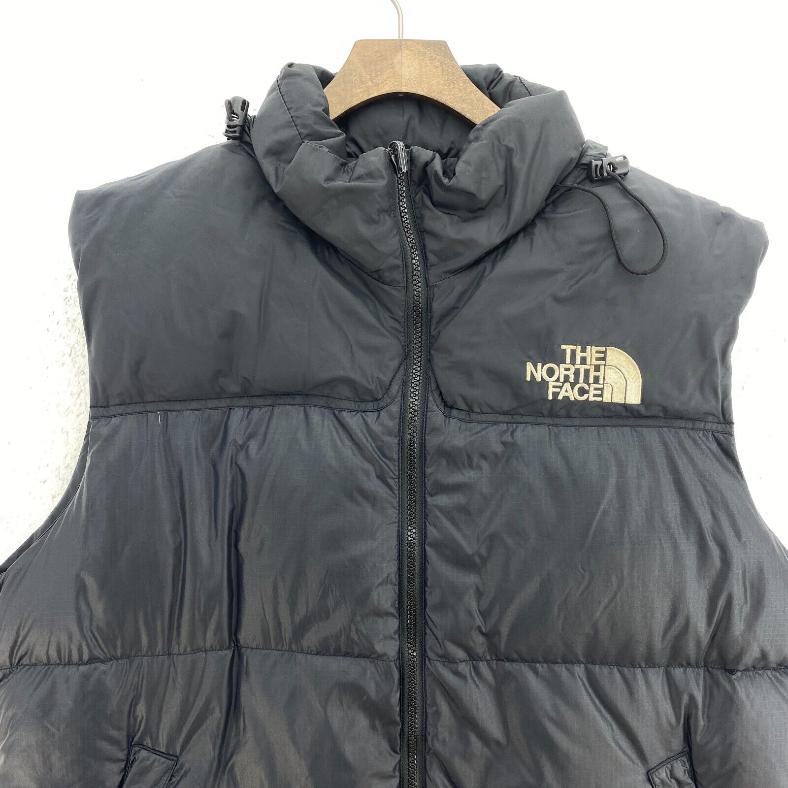 The North Face Full Zip Black Hooded Embroidered Logo Vest Jacket Pockets Size M