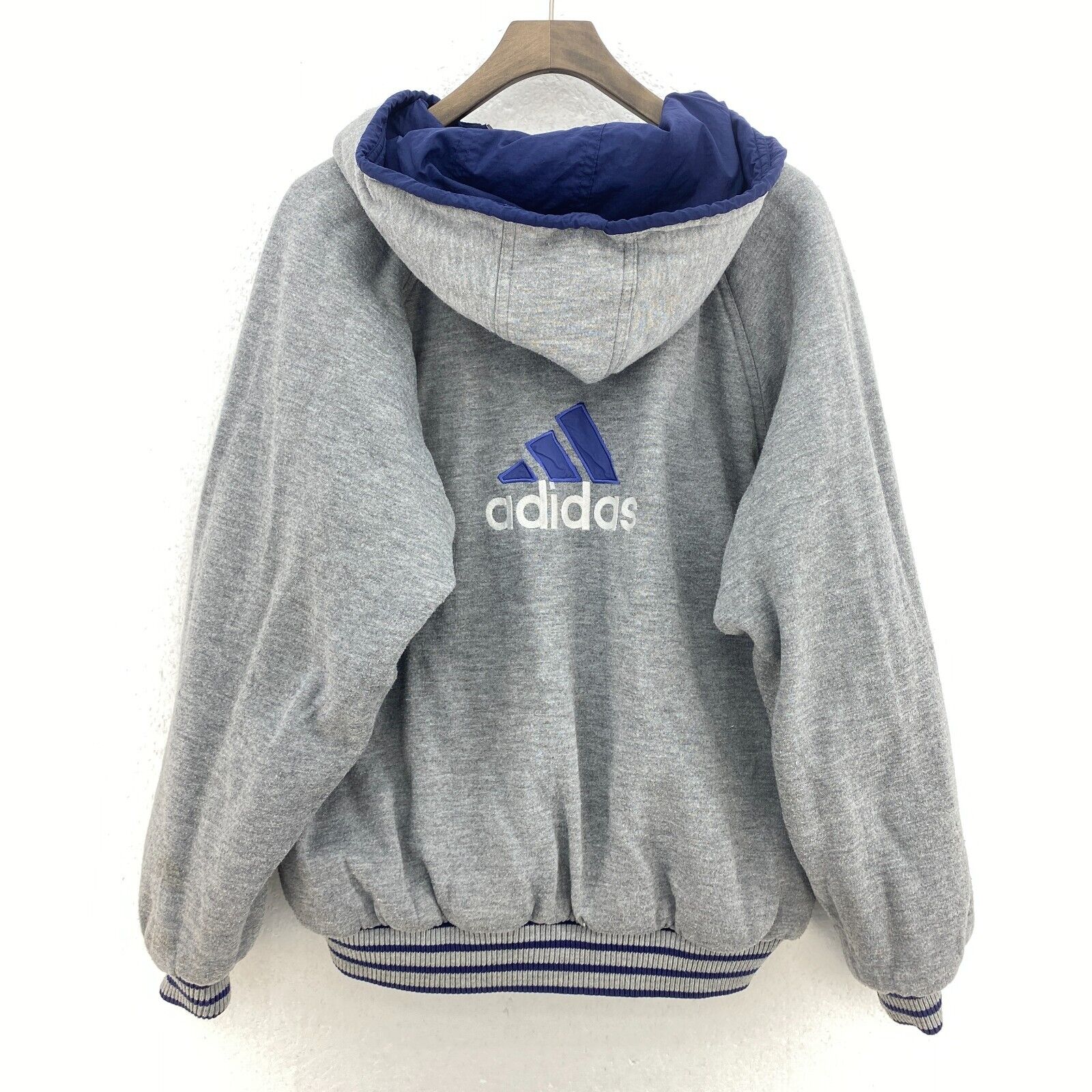 Adidas Hooded Reversible Jacket Size S Blue Full Zip Up