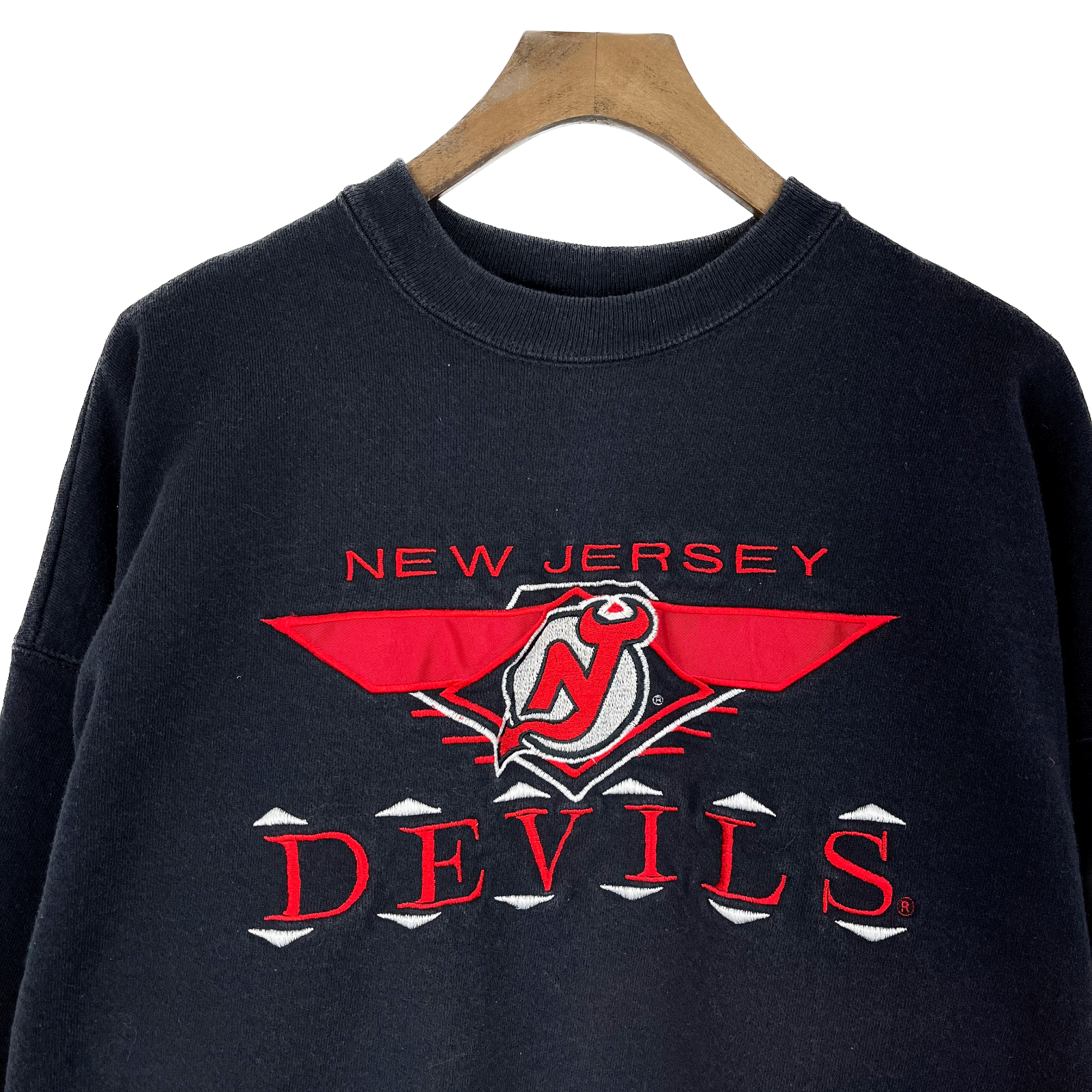 Vintage New Jersey Devils NHL Ice Hockey Black Sweatshirt Size XL