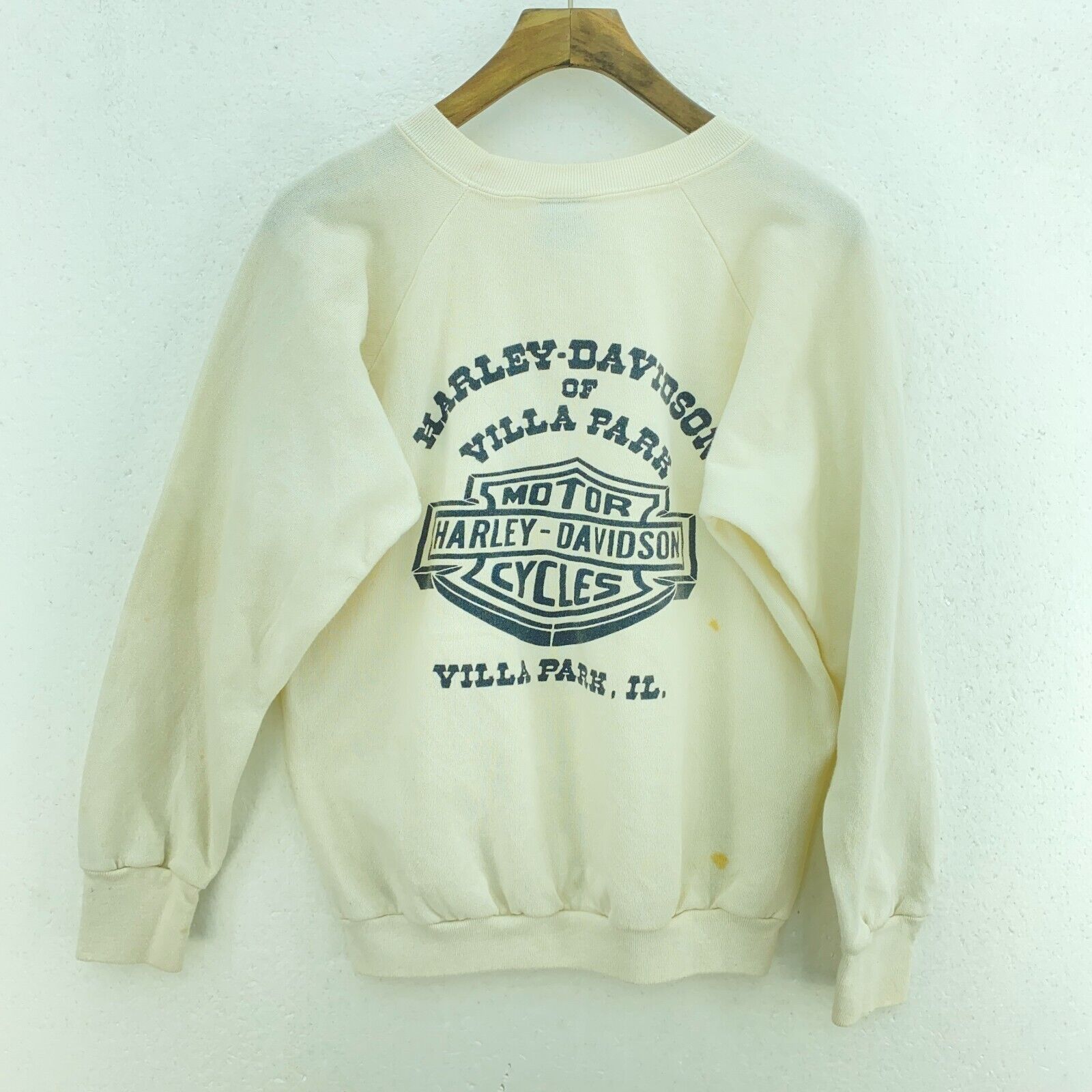 3D Emblem Harley Davidson Motorcycles Print White Sweatshirt Size M Women's