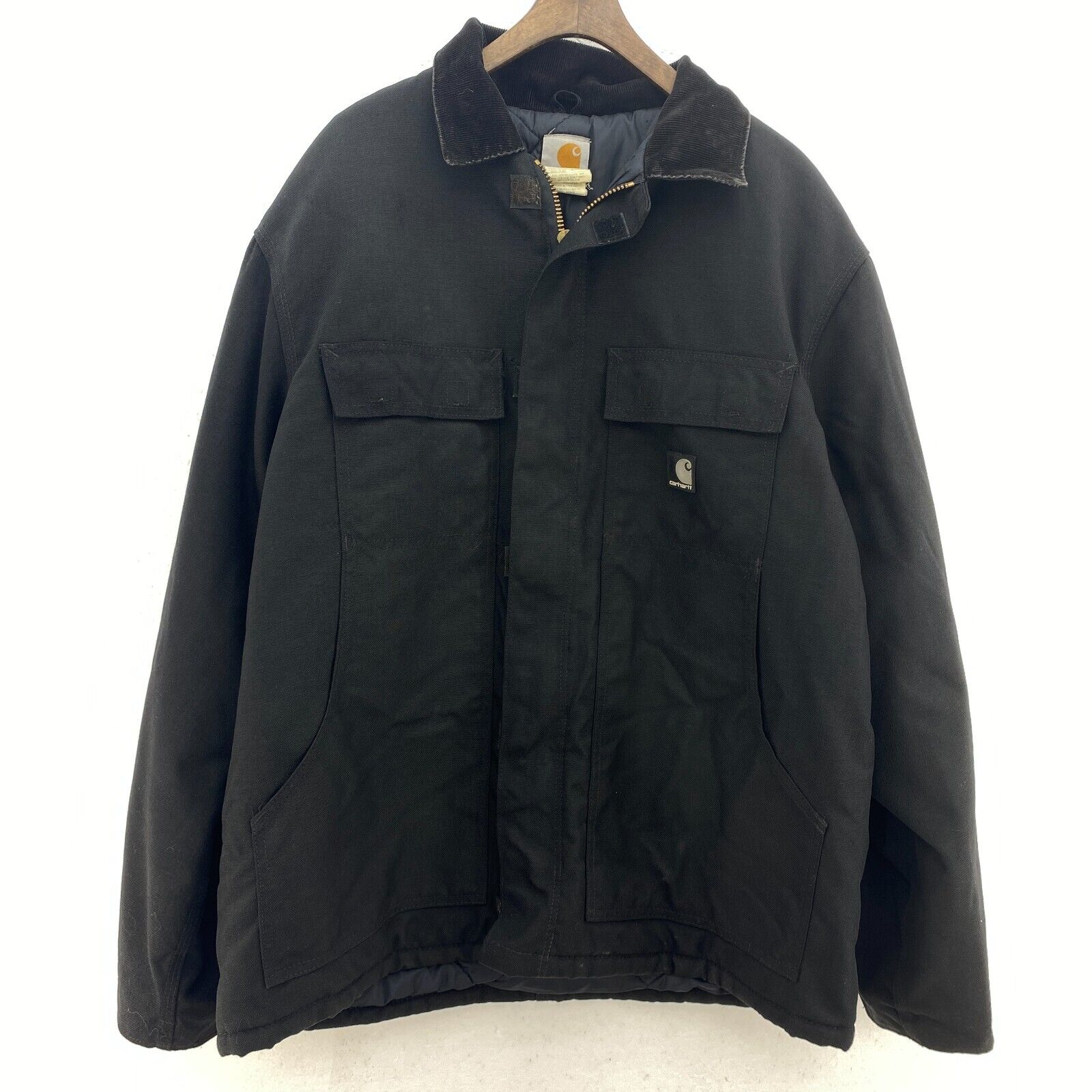 Carhartt Black Insulated Jacket Workwear Size L Full Zip Up
