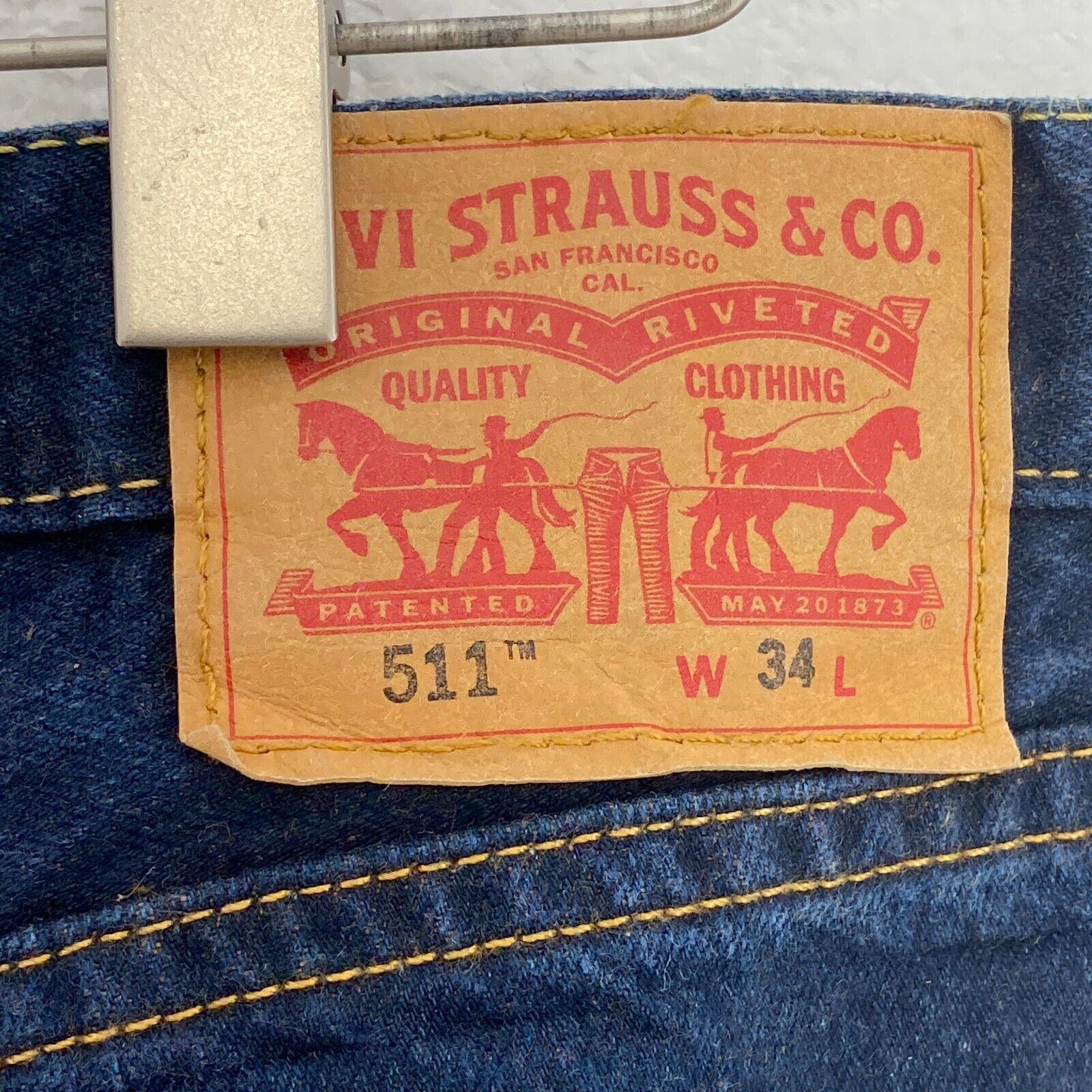 Levi Strauss 511 Blue Dark Wash Denim Shorts Size 34