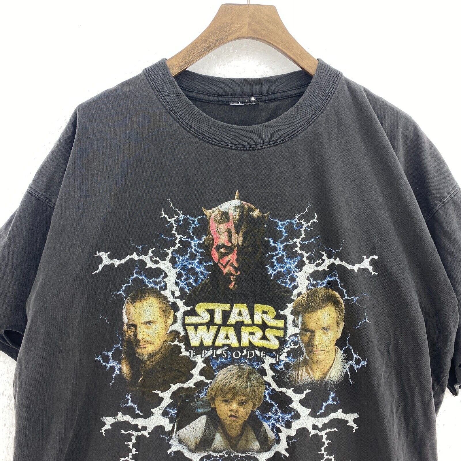 Vintage Star Wars Episode I Movie Black T-shirt Size L
