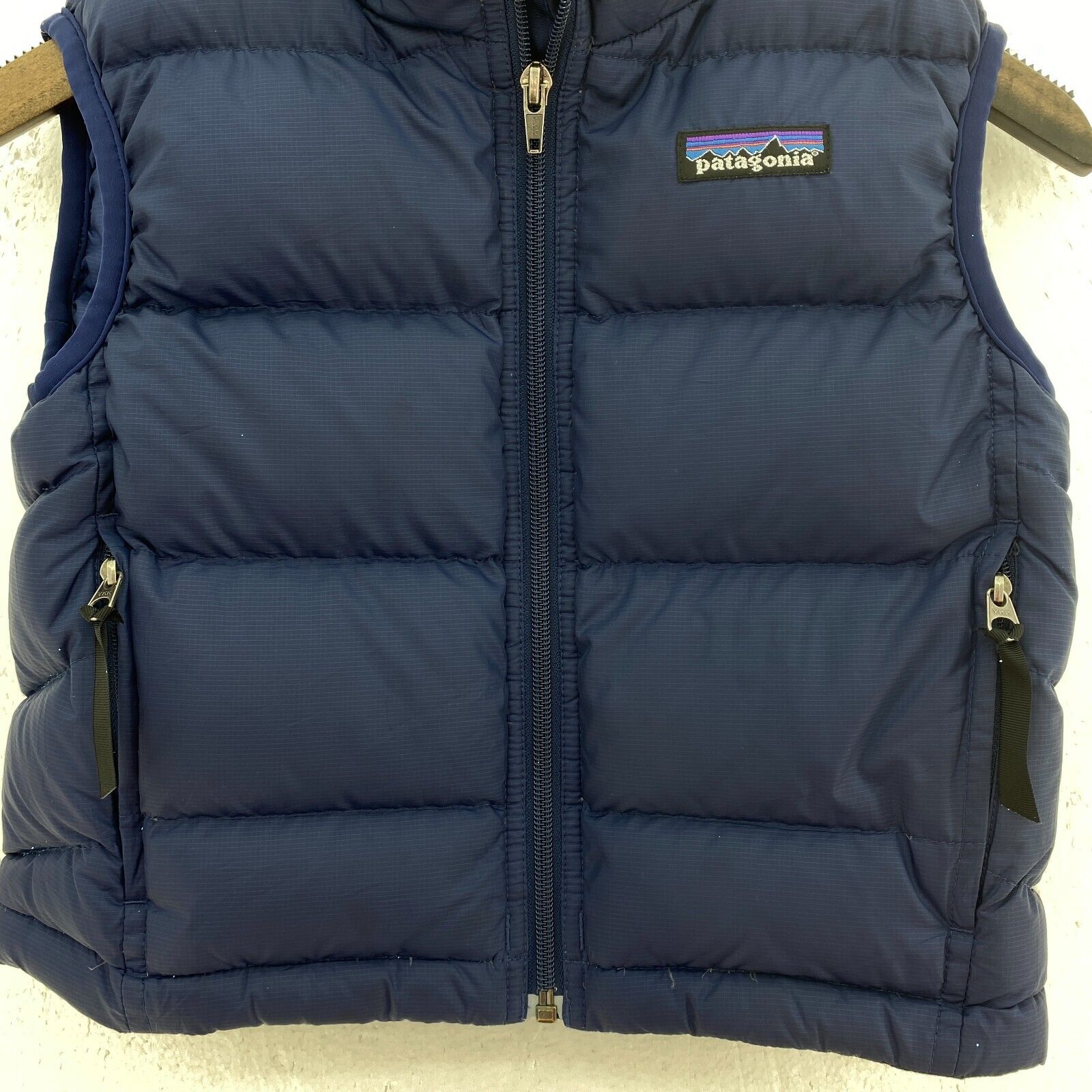 Vintage Patagonia Full Zip Navy Blue Puffer Vest Jacket Size 2XS Kids