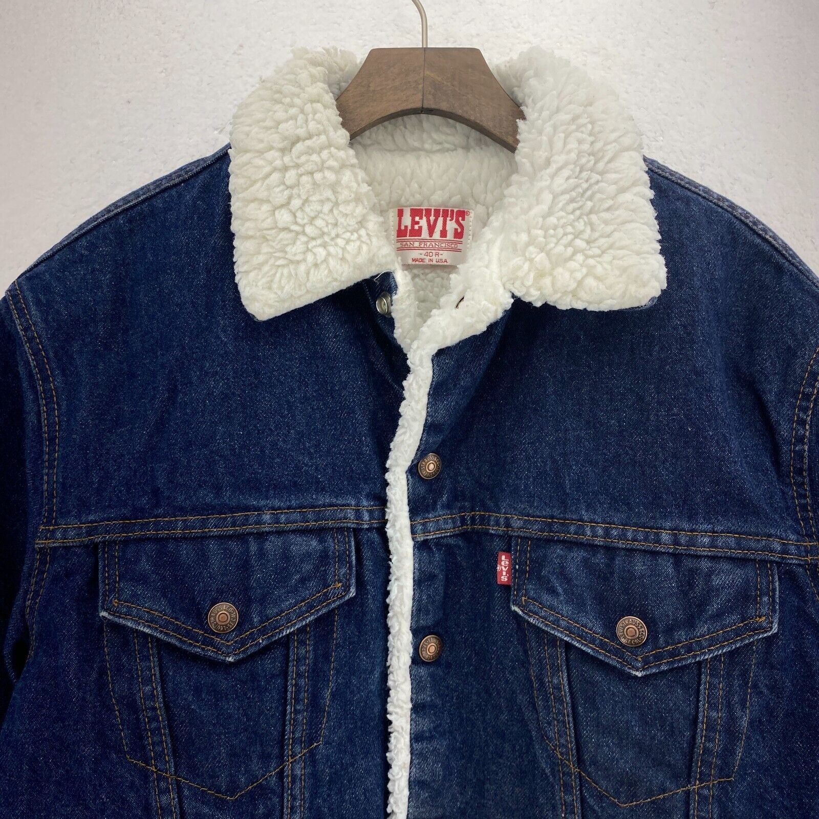Levi's Sherpa Denim Jacket Blue Dark Wash Size M USA