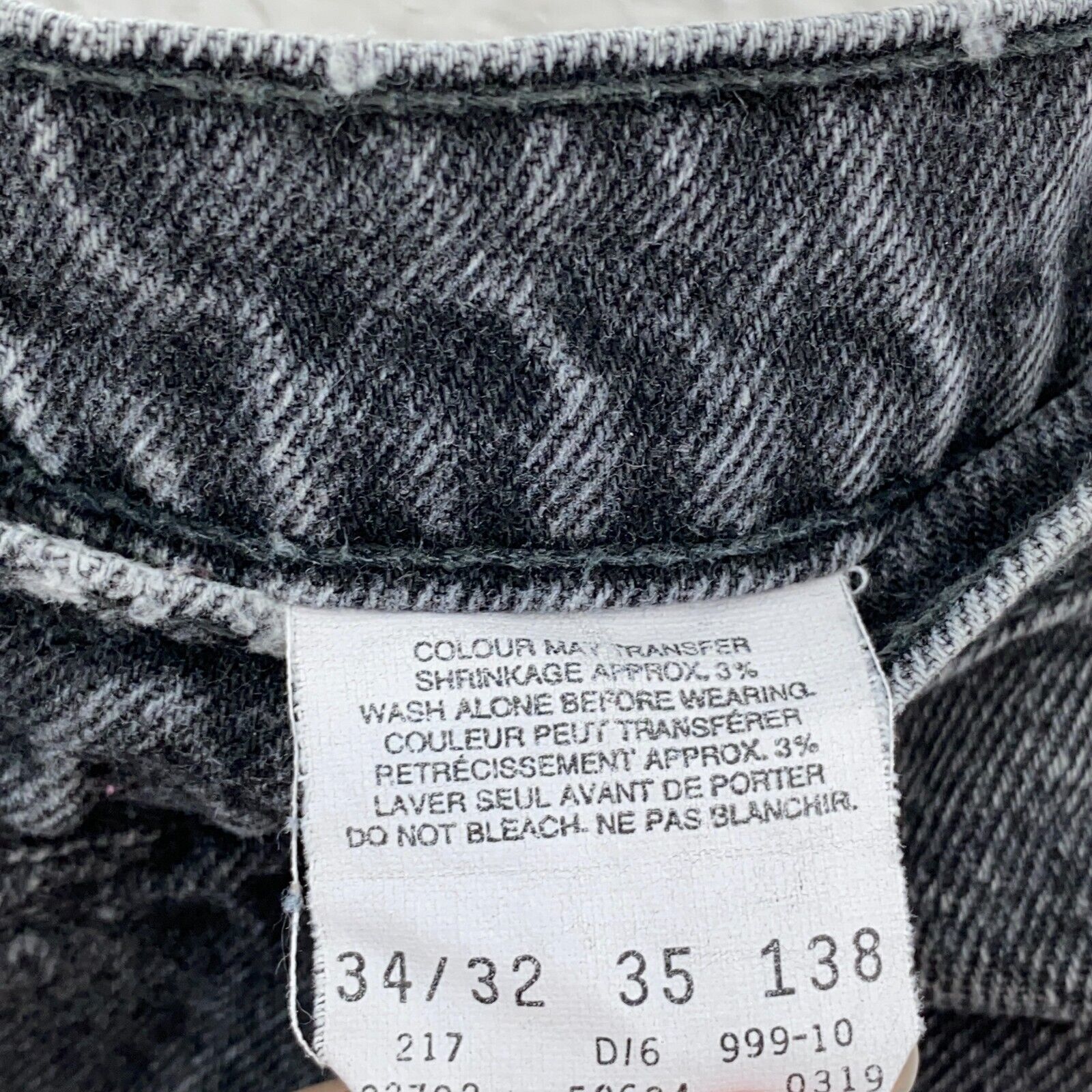 Levi's 634 Orange Tab Light Wash Black Demin Straight Jeans Size 32