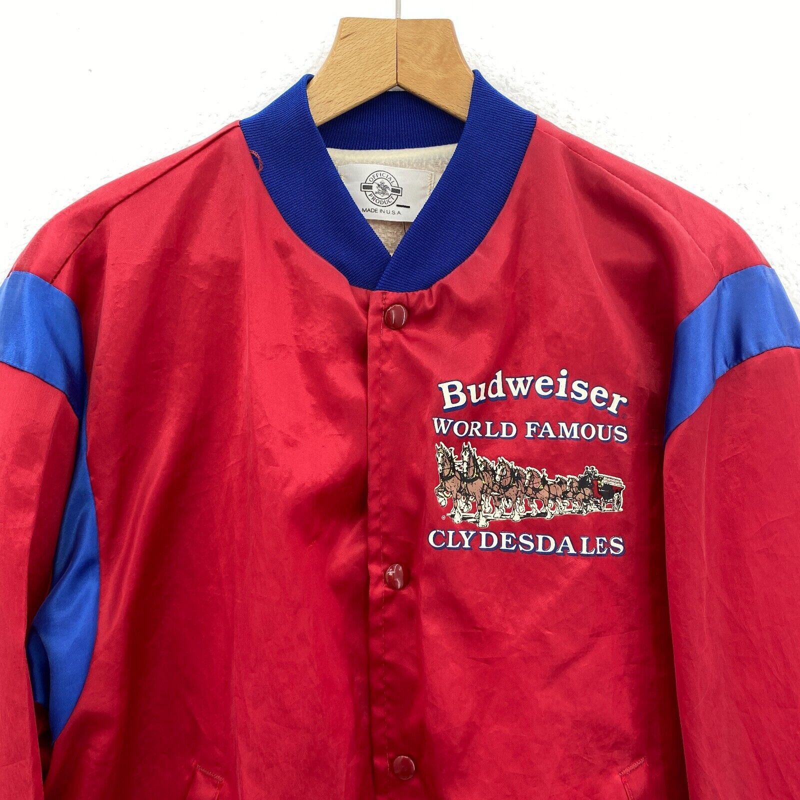 Budweiser Beer Bomber Jacket Satin Red Size XL