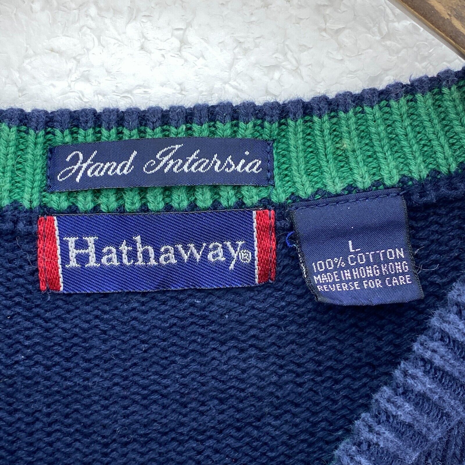 Vintage The Golfer Navy Blue All Over Print Knit Sweater Size L