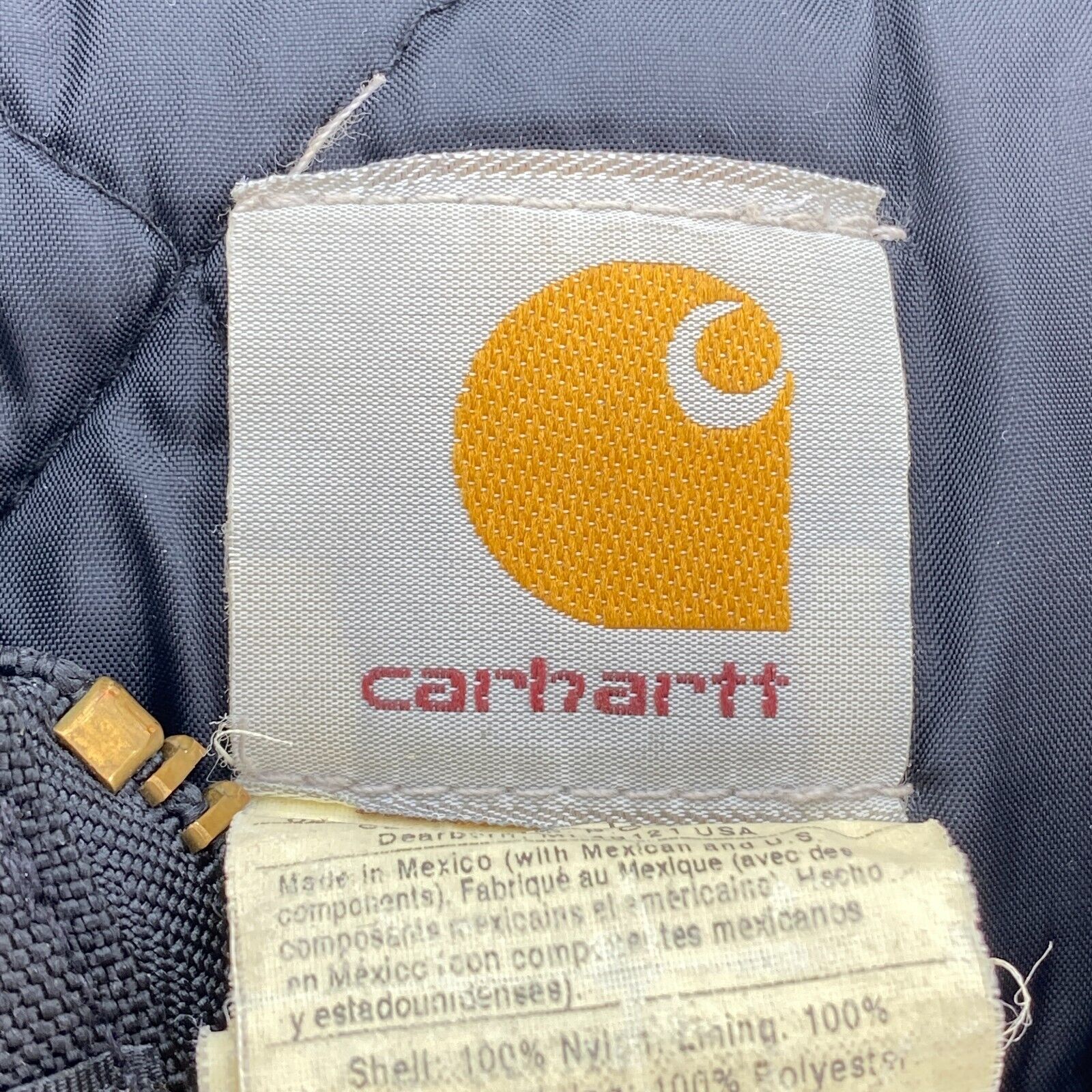 Carhartt Black Insulated Jacket Workwear Size L Full Zip Up