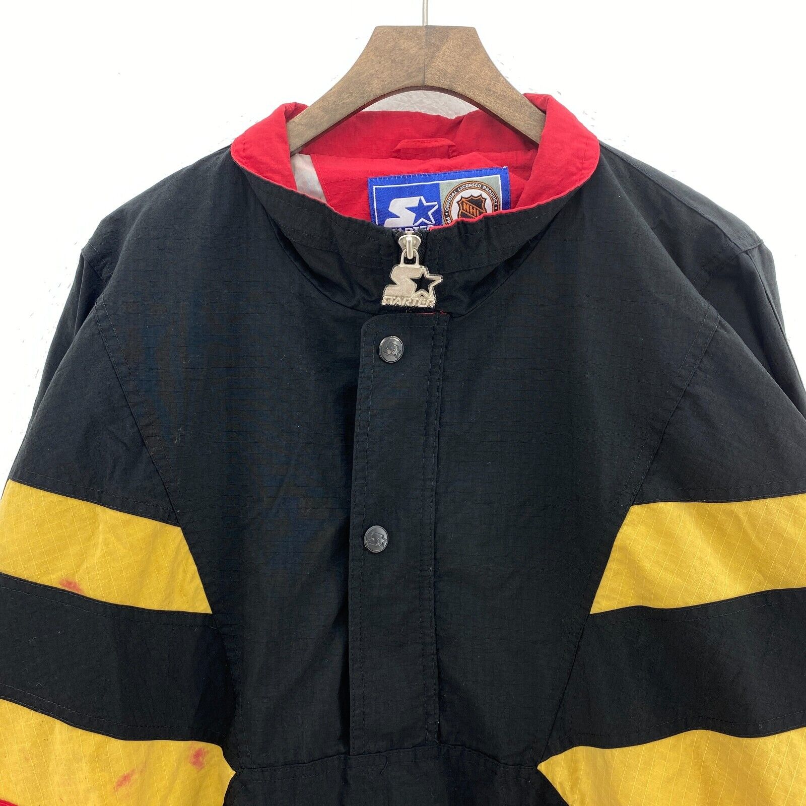 Starter Calgary Flames Half Zip Black Insulated Pullover Jacket Size XL