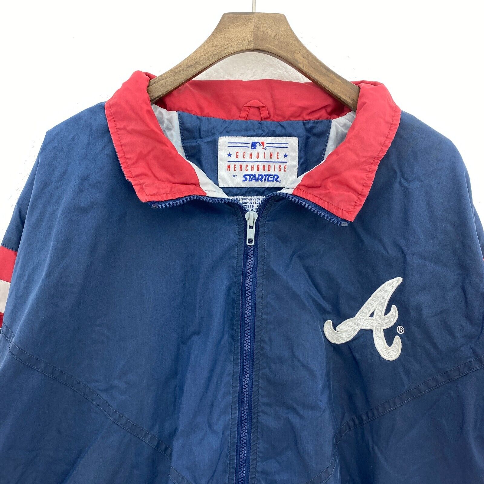 Vintage Starter Atlanta Braves MLB Full Zip Navy Blue Jacket Size XL