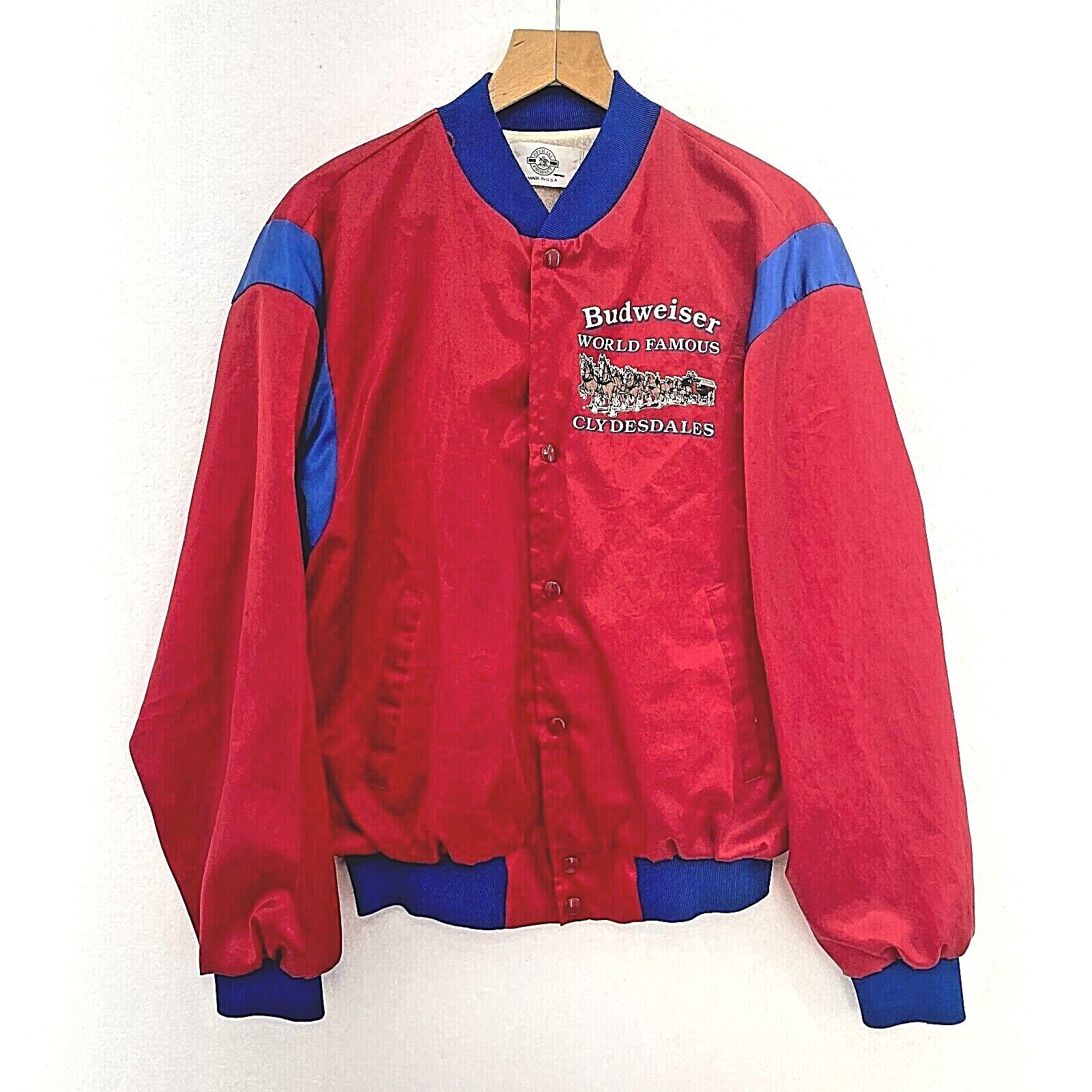 Budweiser Beer Bomber Jacket Satin Red Size XL