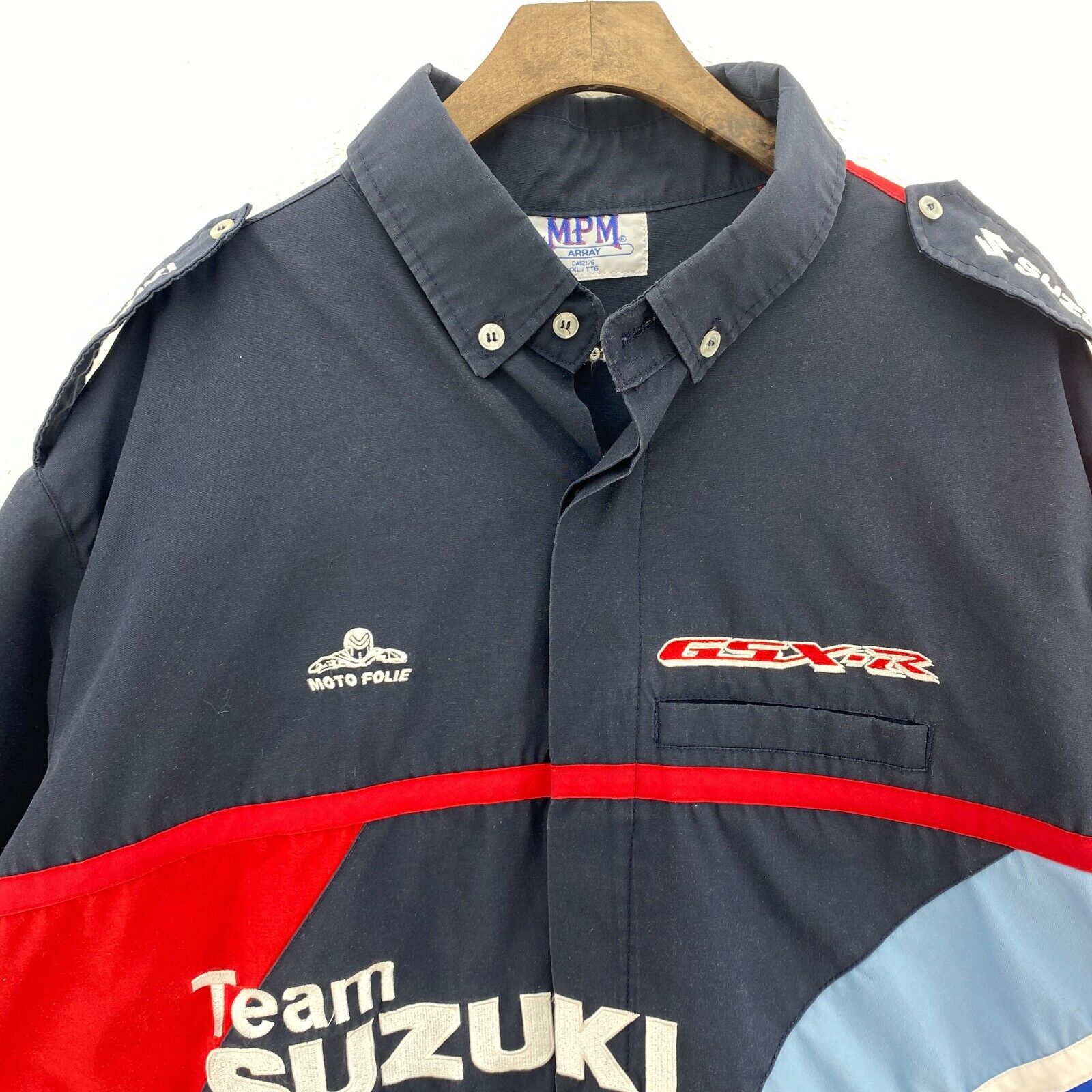 Vintage Team Suzuki Navy Blue Button Up Shirt Size 2XL