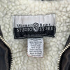 Warner Bros The Tasmanian Devil Embroidery Black Sherpa Lined Jacket Size L