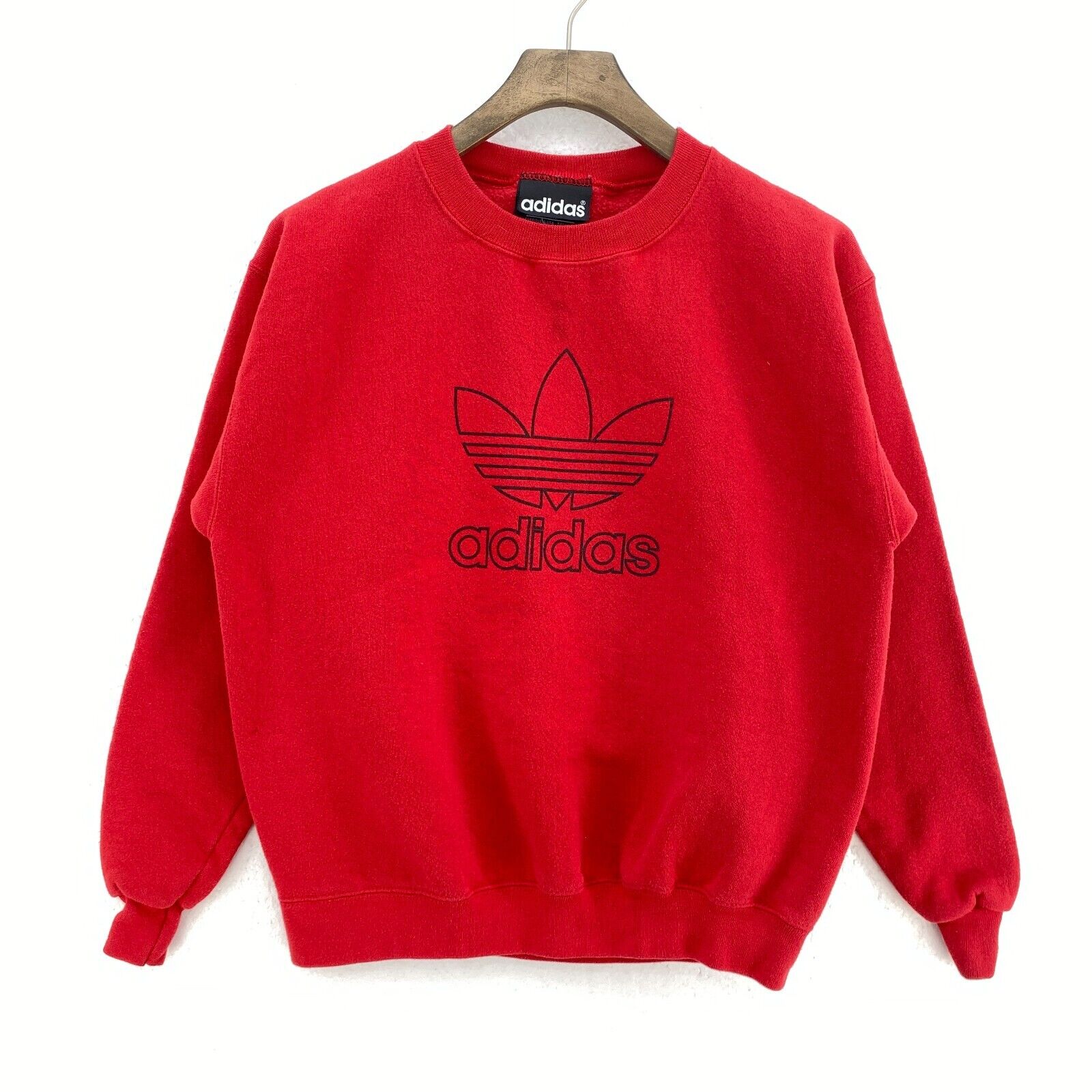 Vintage Adidas Logo Crewneck Red Sweatshirt Size L Kids Pullover