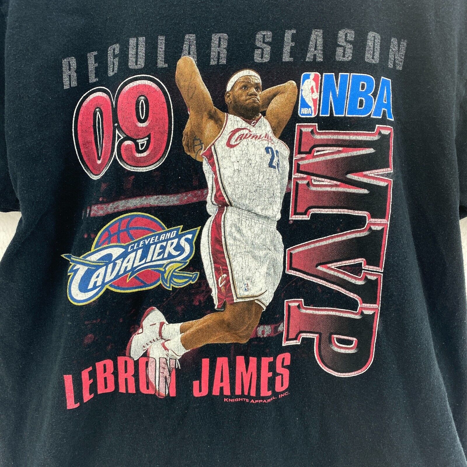 Regular Season NBA Lebron James Cleveland Cavaliers Vintage Black T-shirt Szie M