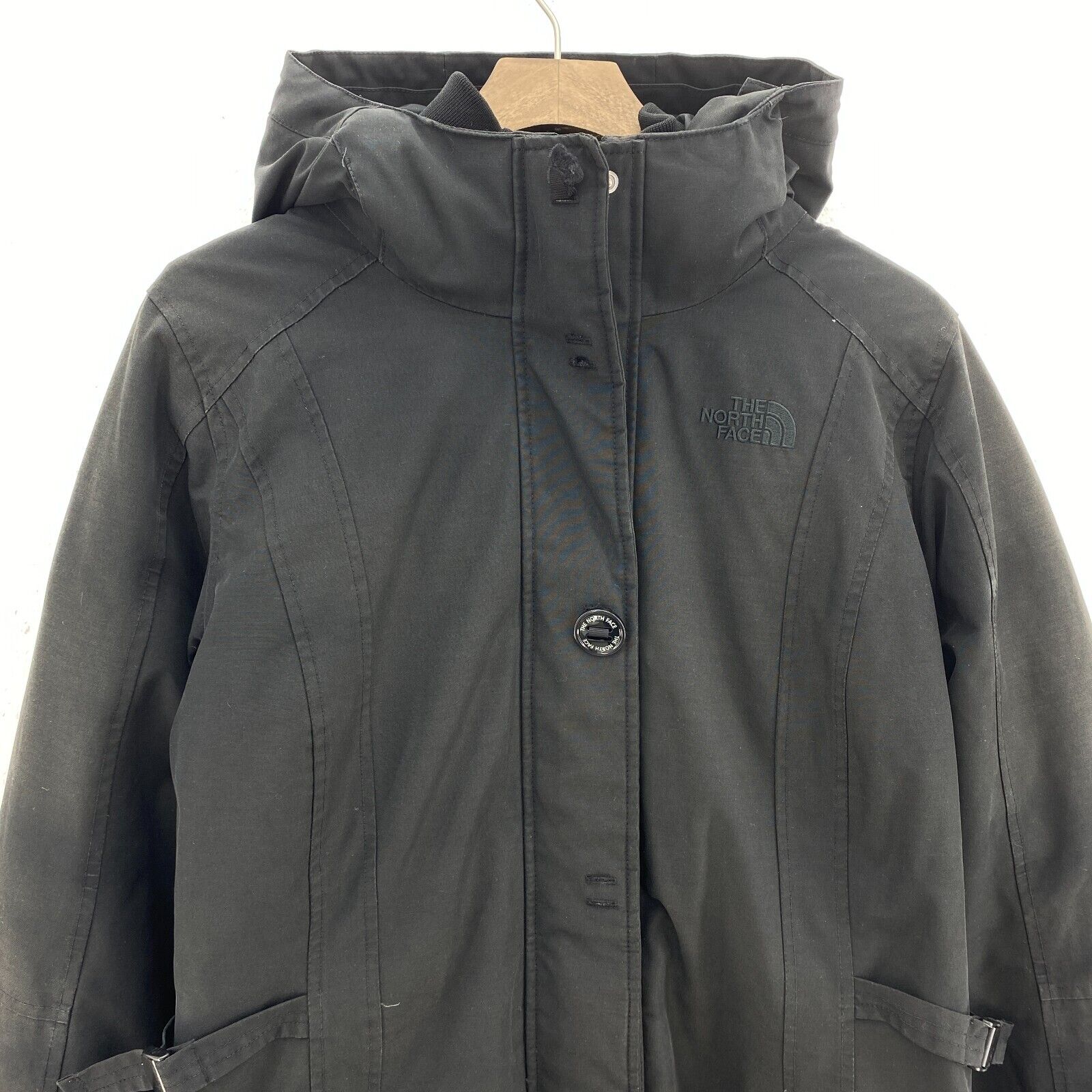 The North Face Hyvent Black Insulated Women's Parka Jacket Size M Full Zip Up