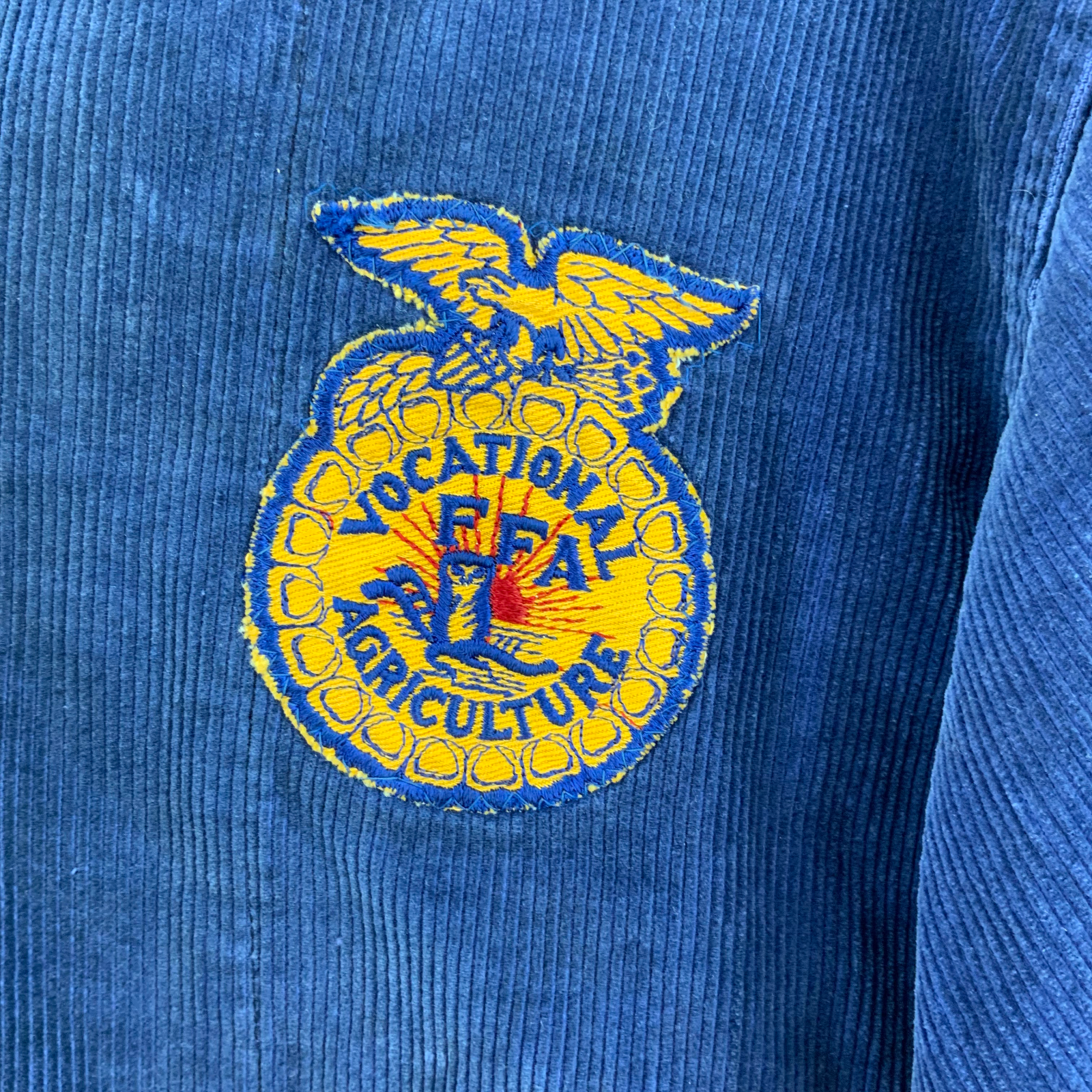 Corduroy Jacket Blue Size 38 Vocational Agriculture Future Farmers 90s