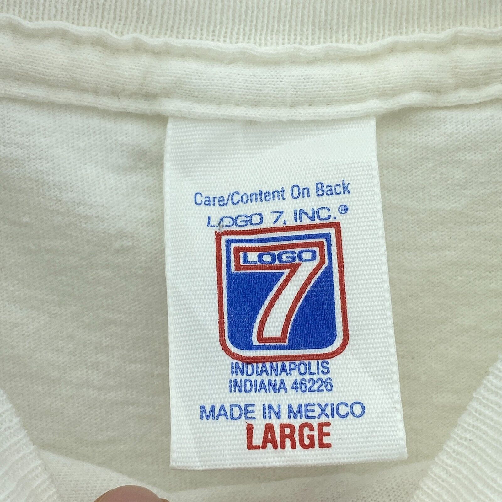 Logo 7 New England Patriots Logo 1997 White Vintage T-shirt Size L