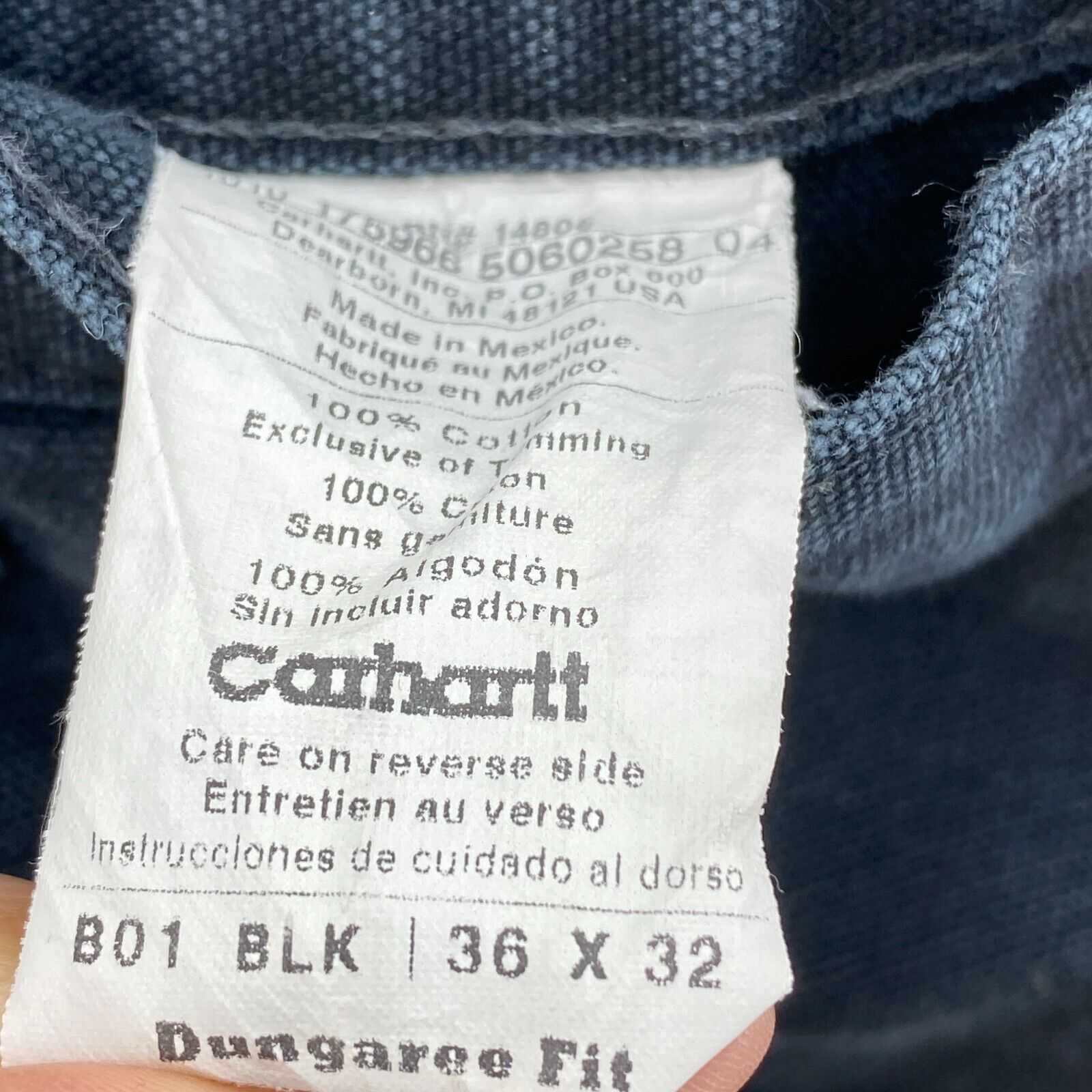 Vintage Carhartt Dungaree Fit Navy Blue Canvas Pants Size 36 x 32
