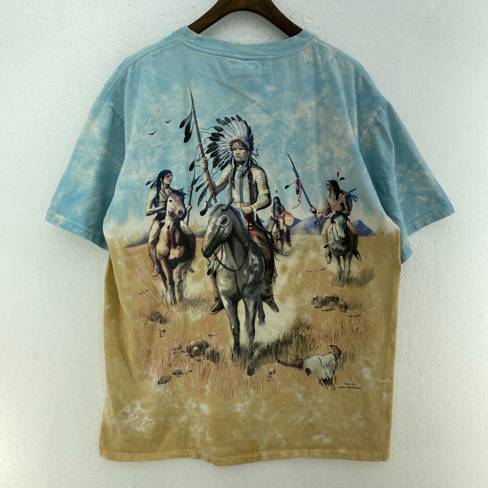 Liquid Blue Native Indian 1998 Tie Dye Blue Vintage T-shirt Size L