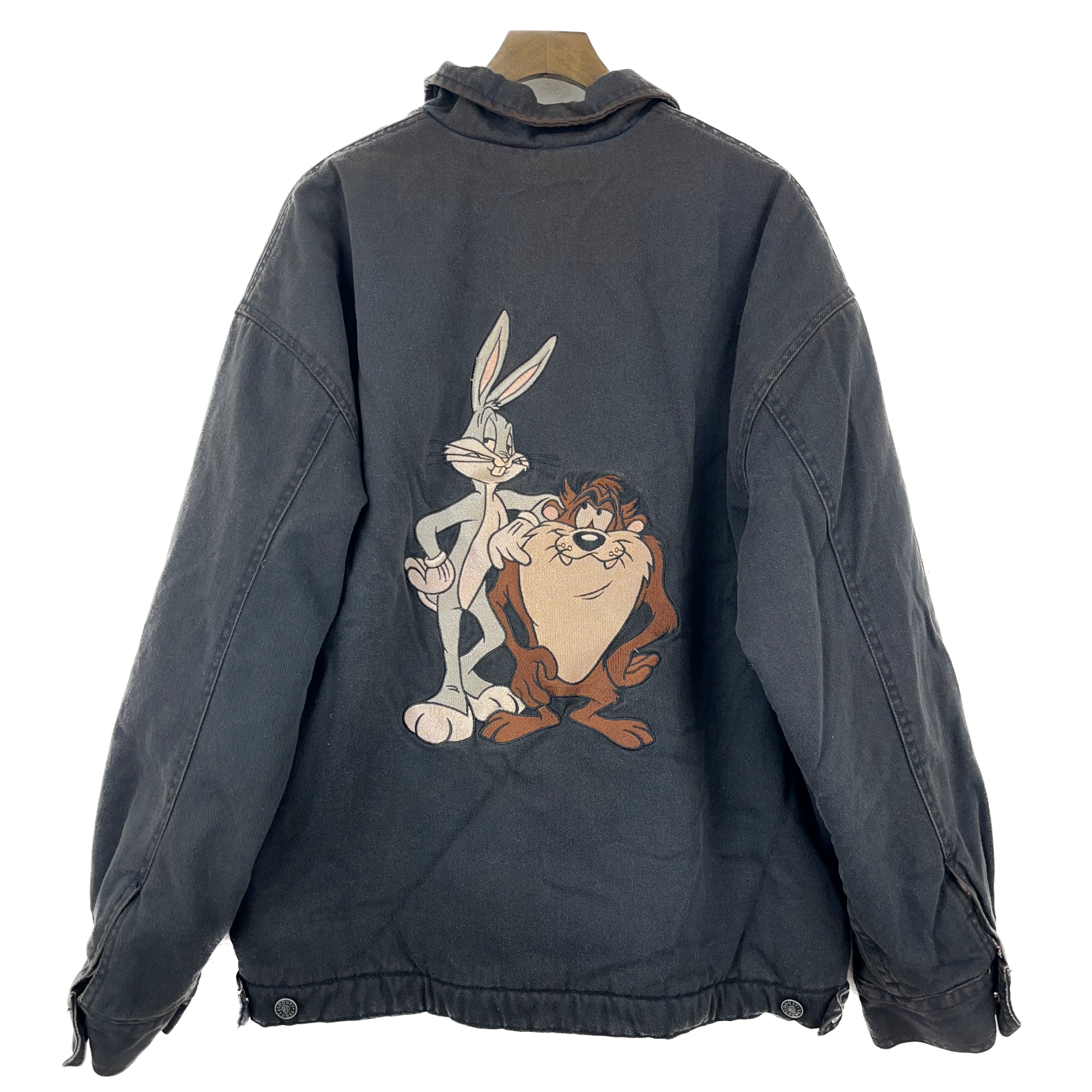 Warner Bros The Tasmanian Devil Embroidery Black Sherpa Lined Jacket Size L