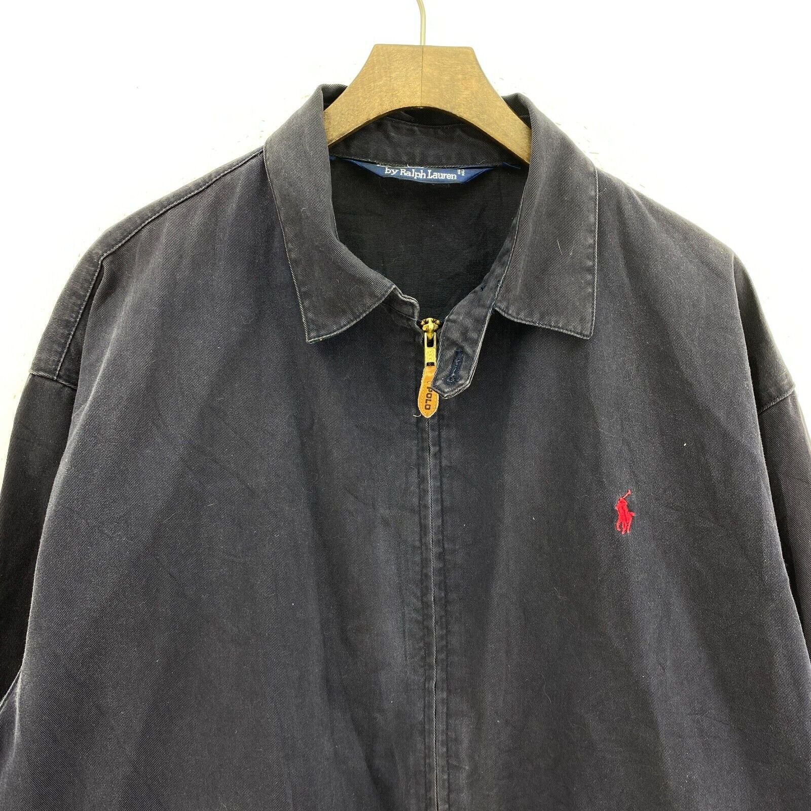 Vintage Polo Ralph Lauren Full Zip Bomber Cotton Navy Blue Jacket Size XL