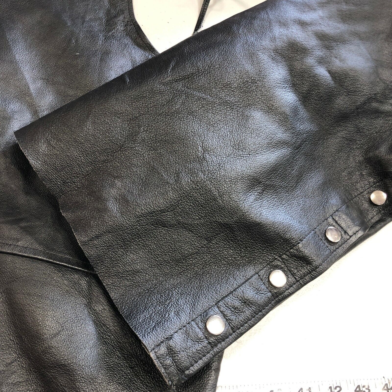 Motorcycle Chaps Leather Black Size 4XL Riding Biker 90s