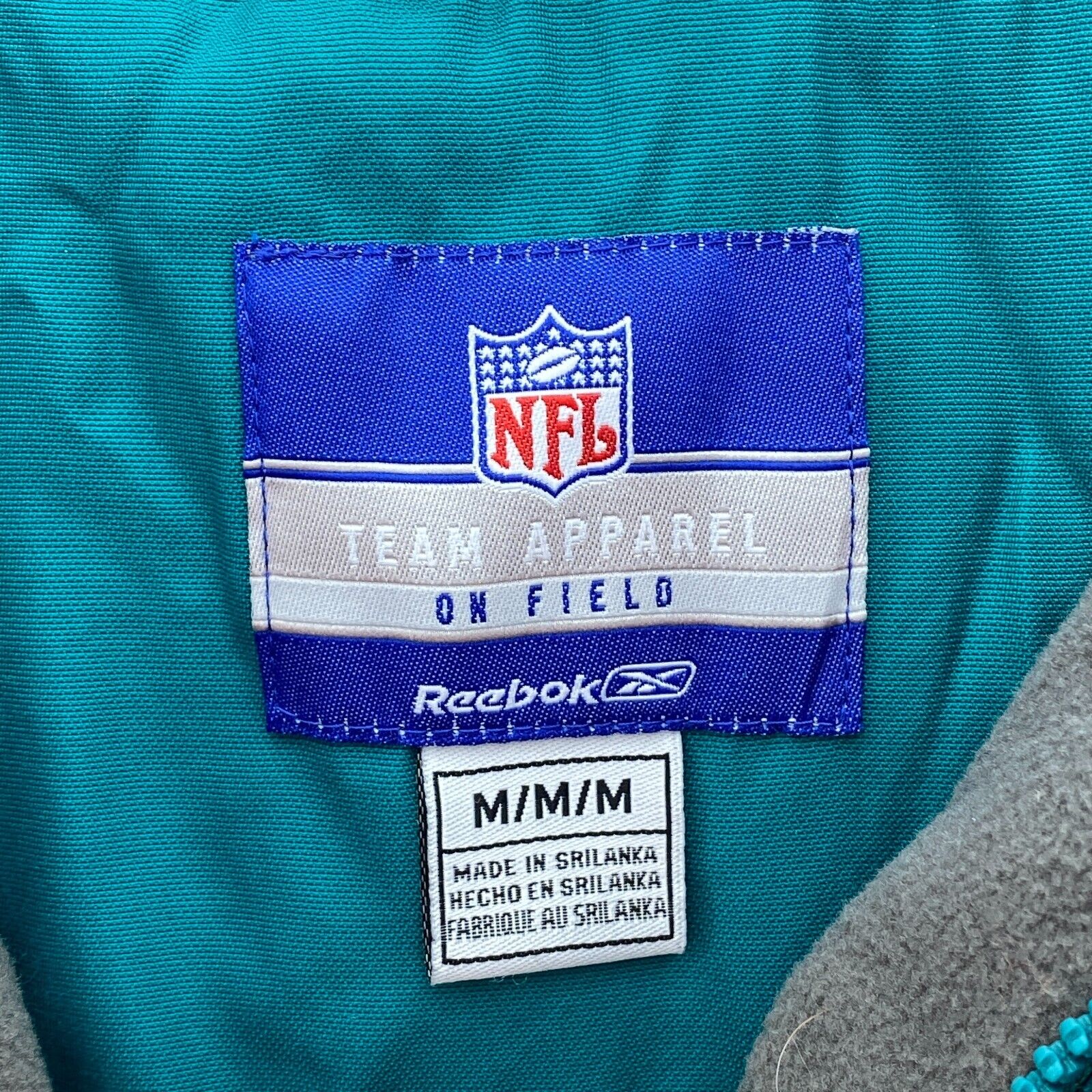 Vintage Reebok Miami Dolphins NFL Full Zip Blue Hooded Insulated Jacket Size M