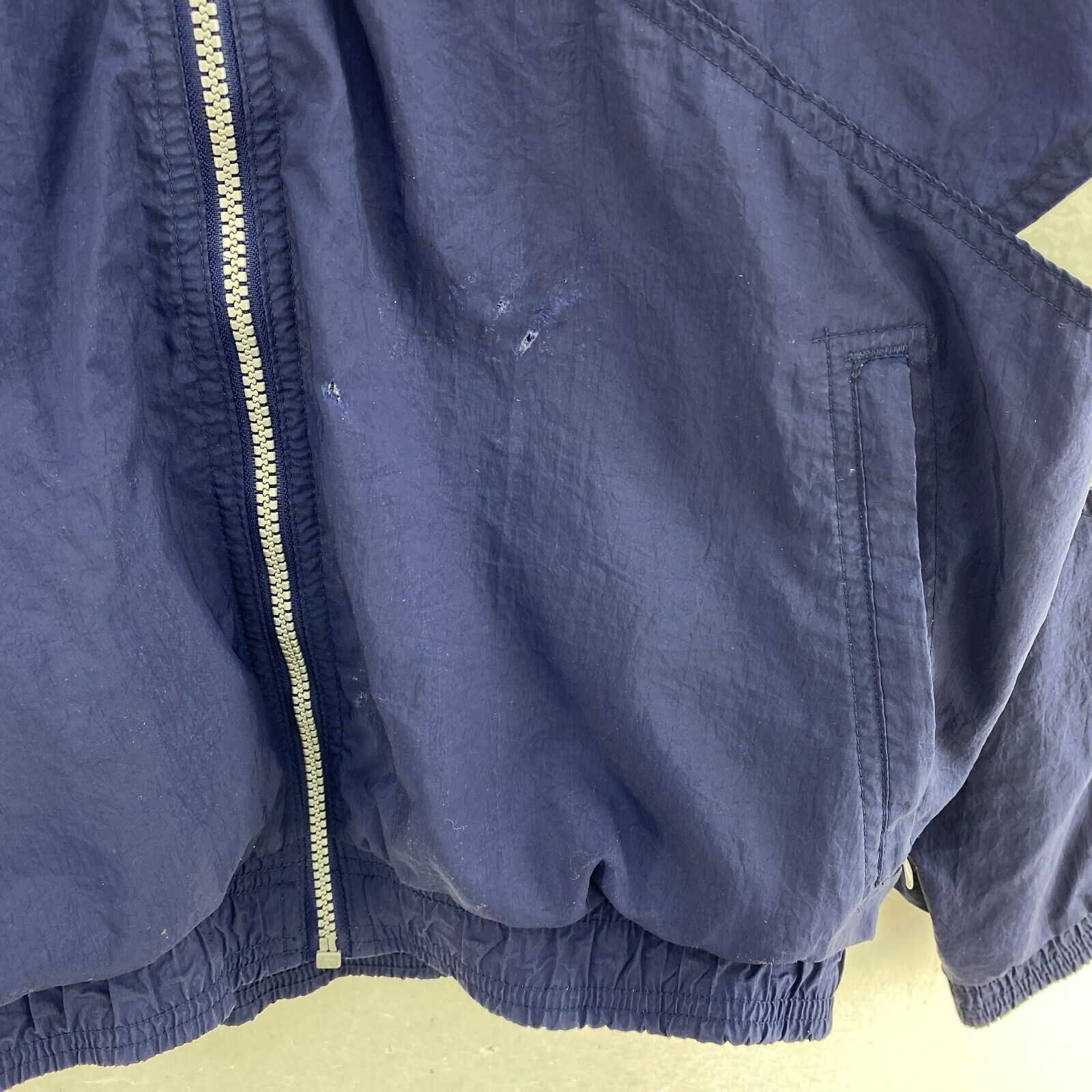 Vintage Adidas Full Zip Navy Blue Spell Out Light Jacket Size M