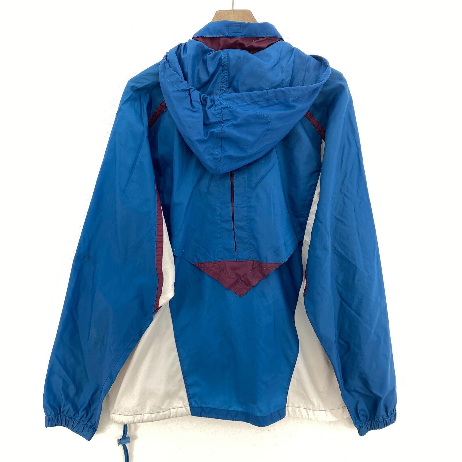 Nike Small Logo Embroidered Light Hooded Jacket Size L Blue 1/4 Zip