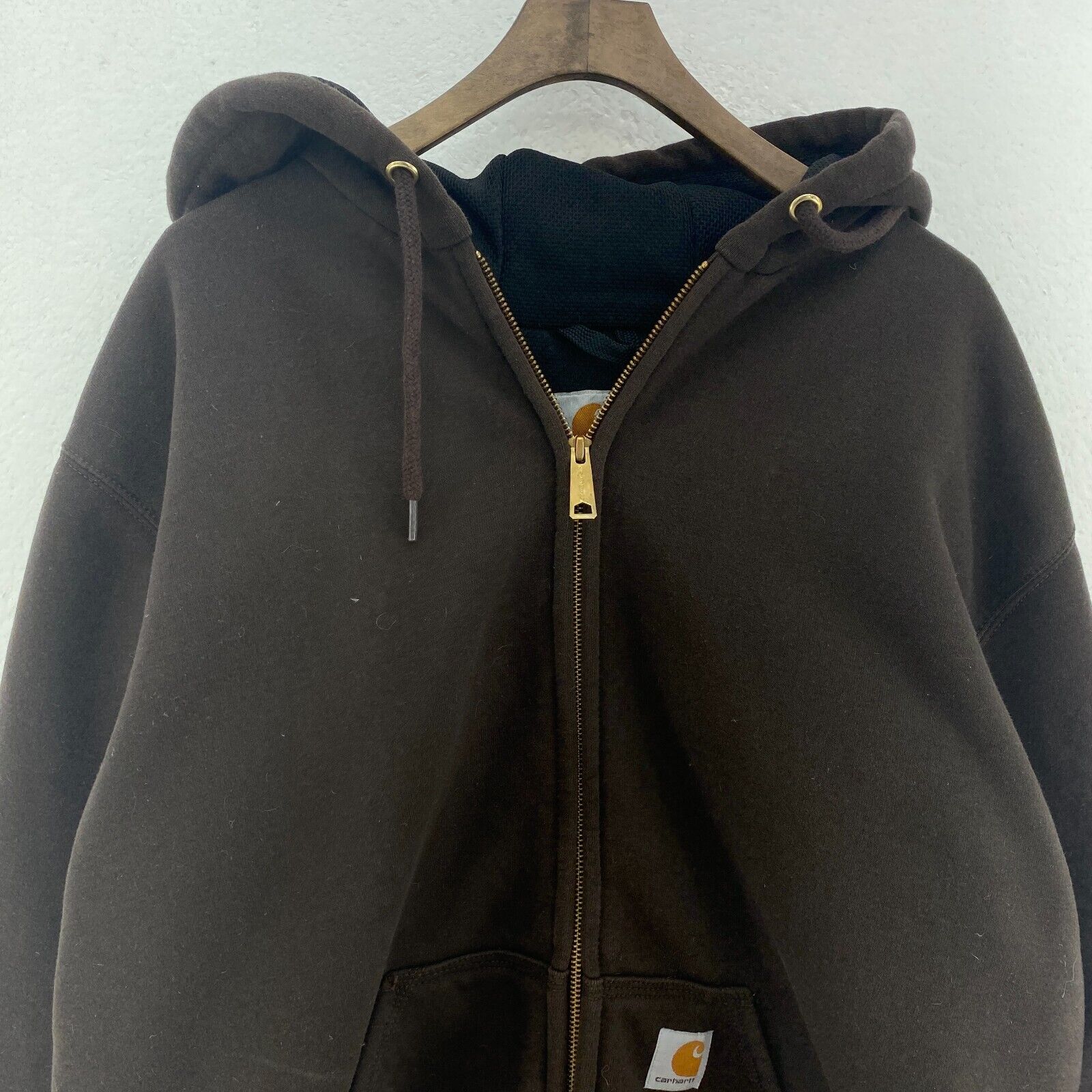 Carhartt Workwear Rain Defender Brown Hooded Jacket Size L Full Zip Up