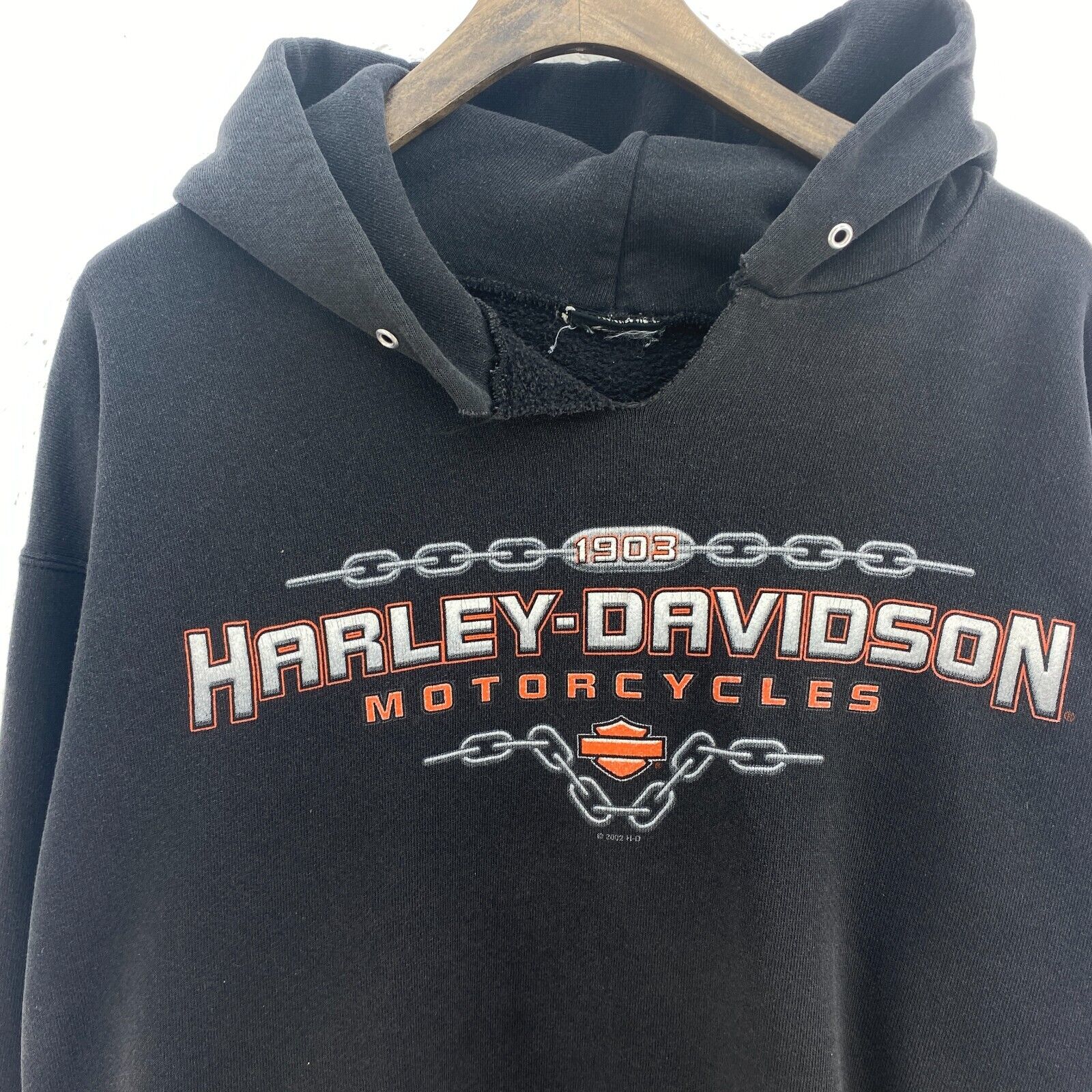 Harley Davidson Motorcycles Logo 2002 Black Hoodie Size L