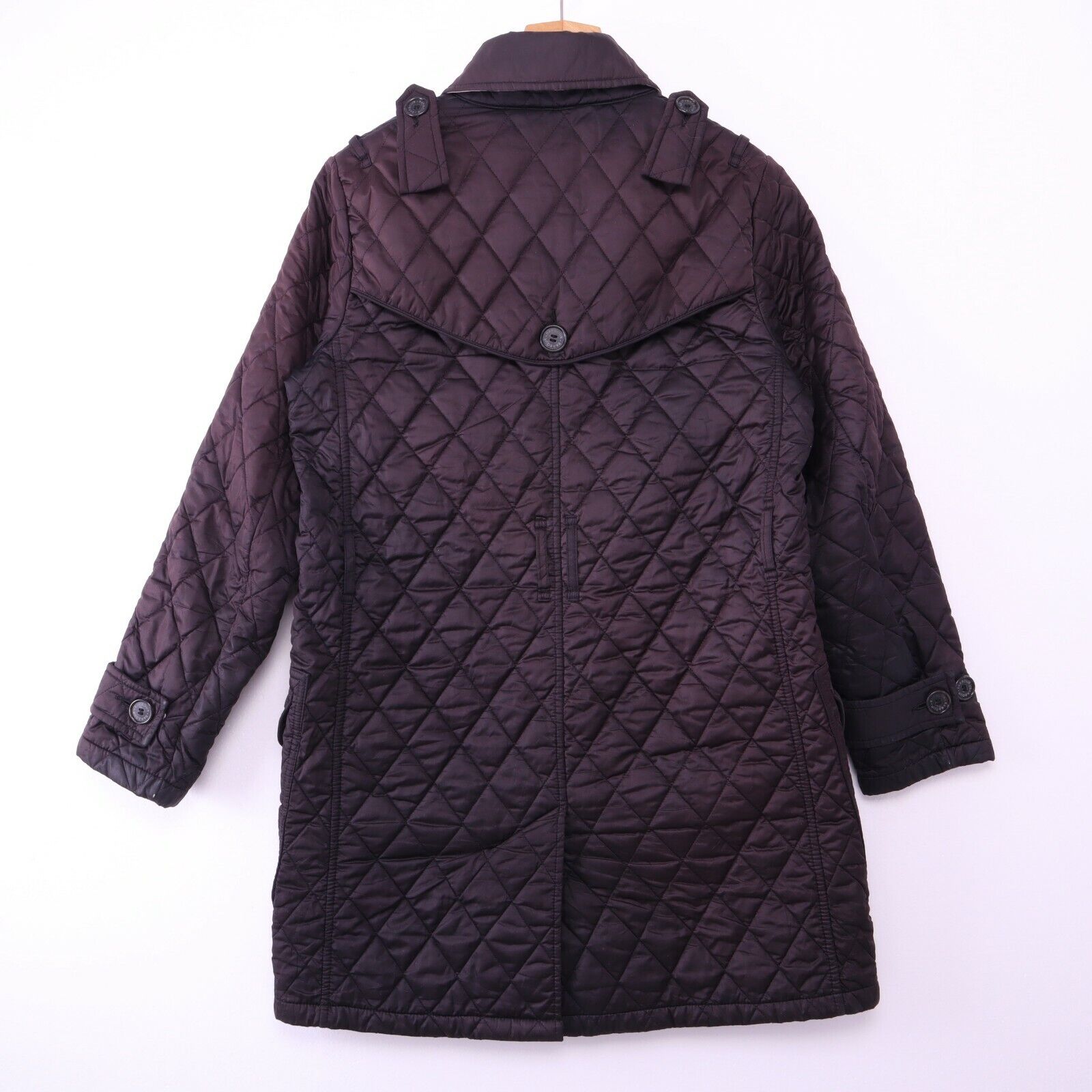 Barbour Valerie Trench Quilt Black Jacket Size 8
