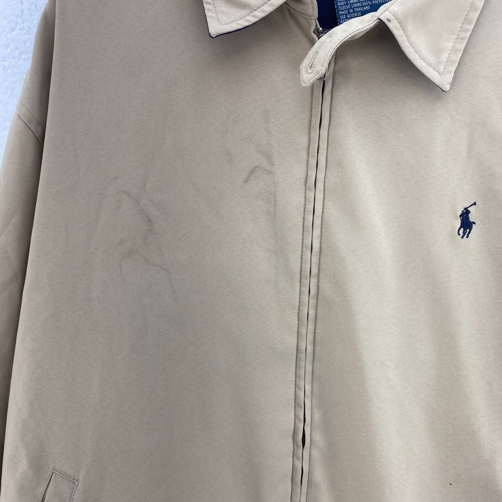 Vintage Polo Ralph Lauren Full Zip Logo Beige Harrington Jacket Size L