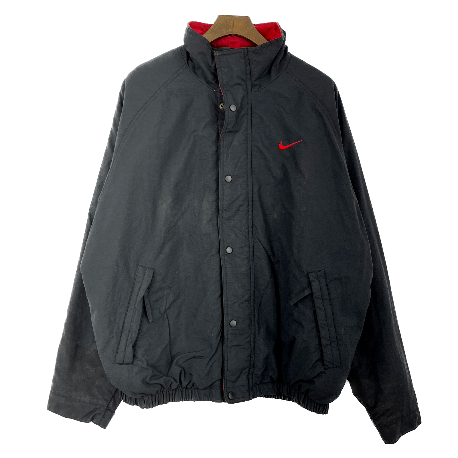 Vintage Nike Swoosh Logo Full Zip Black Insulated Jacket Size M
